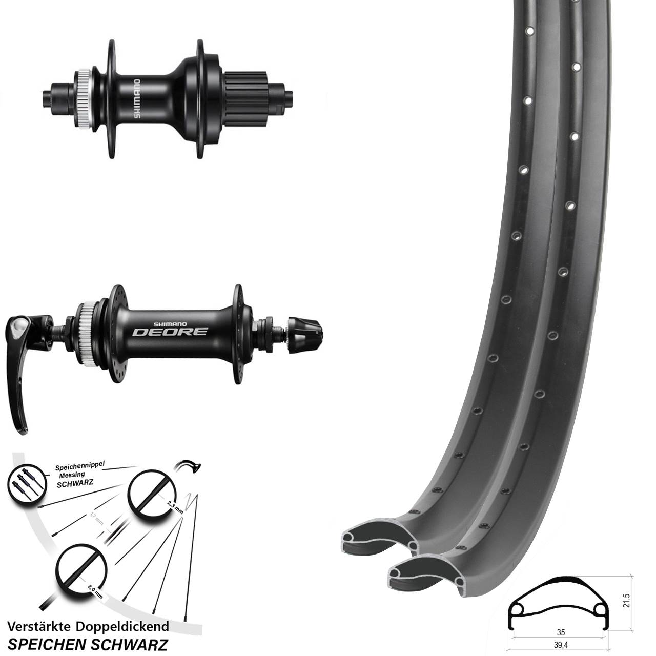 Ambrosio E35 Shimano FH-MT500 HB-M6000 29 Zoll Centerlock Laufradsatz QR Micro Spline