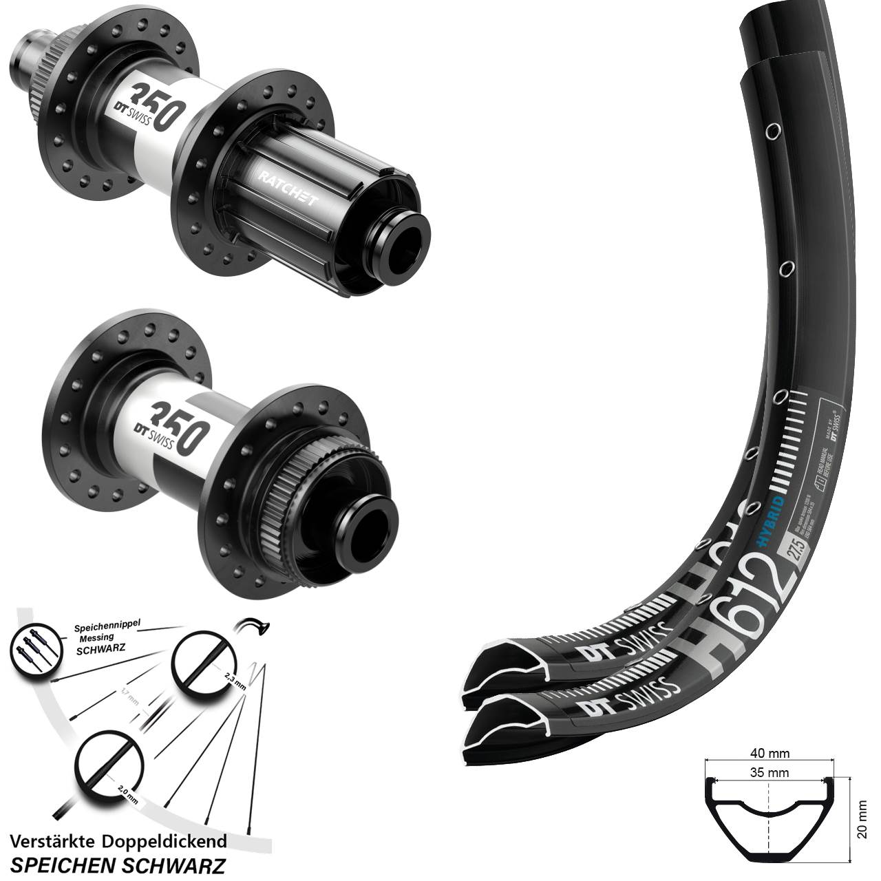 Laufradsatz Centerlock 27,5 Zoll DT Swiss H 612 350 11-12 fach 12x100/142