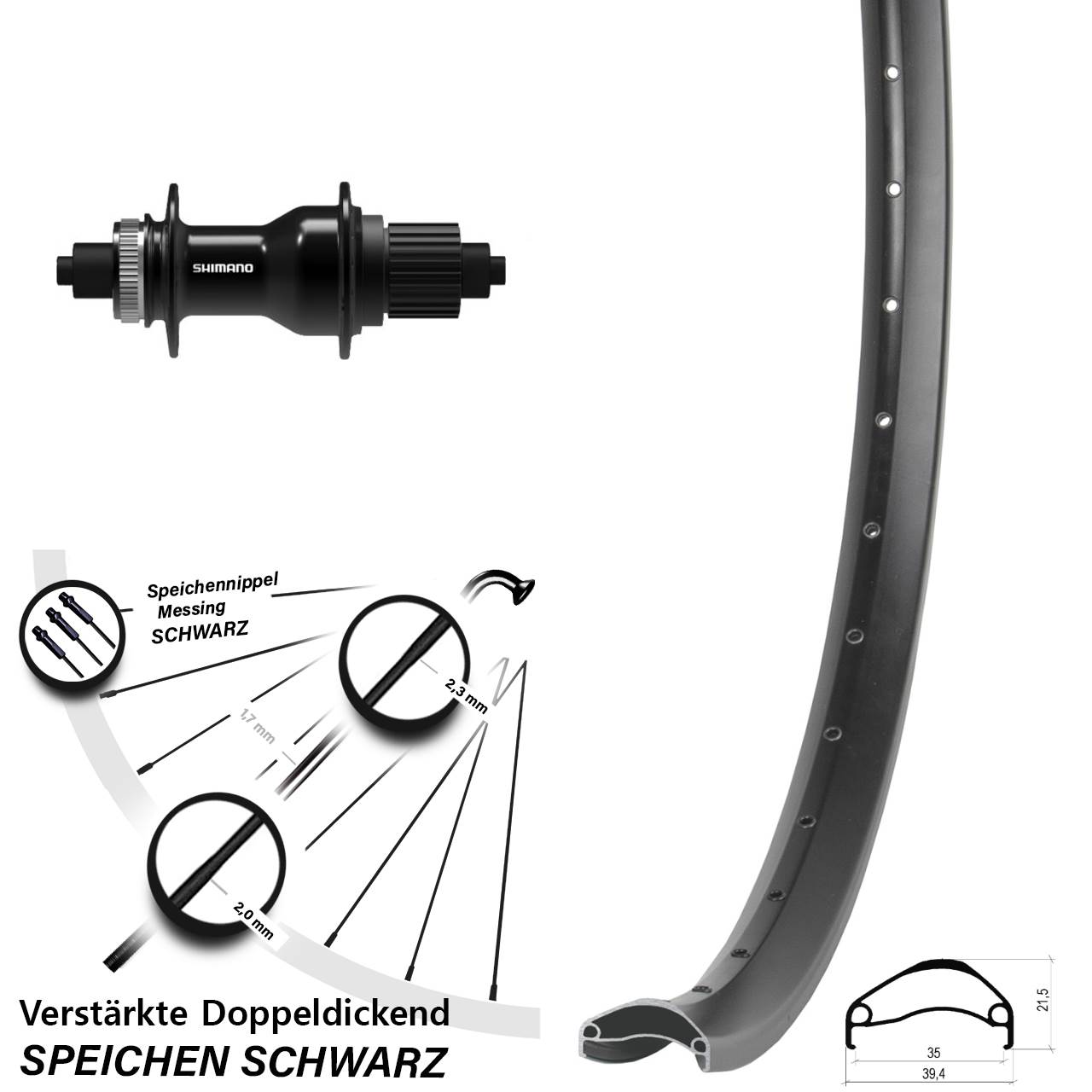 Centerlock Hinterrad 29 Zoll Ambrosio E35 Shimano FH-QC500 Micro Spline QR