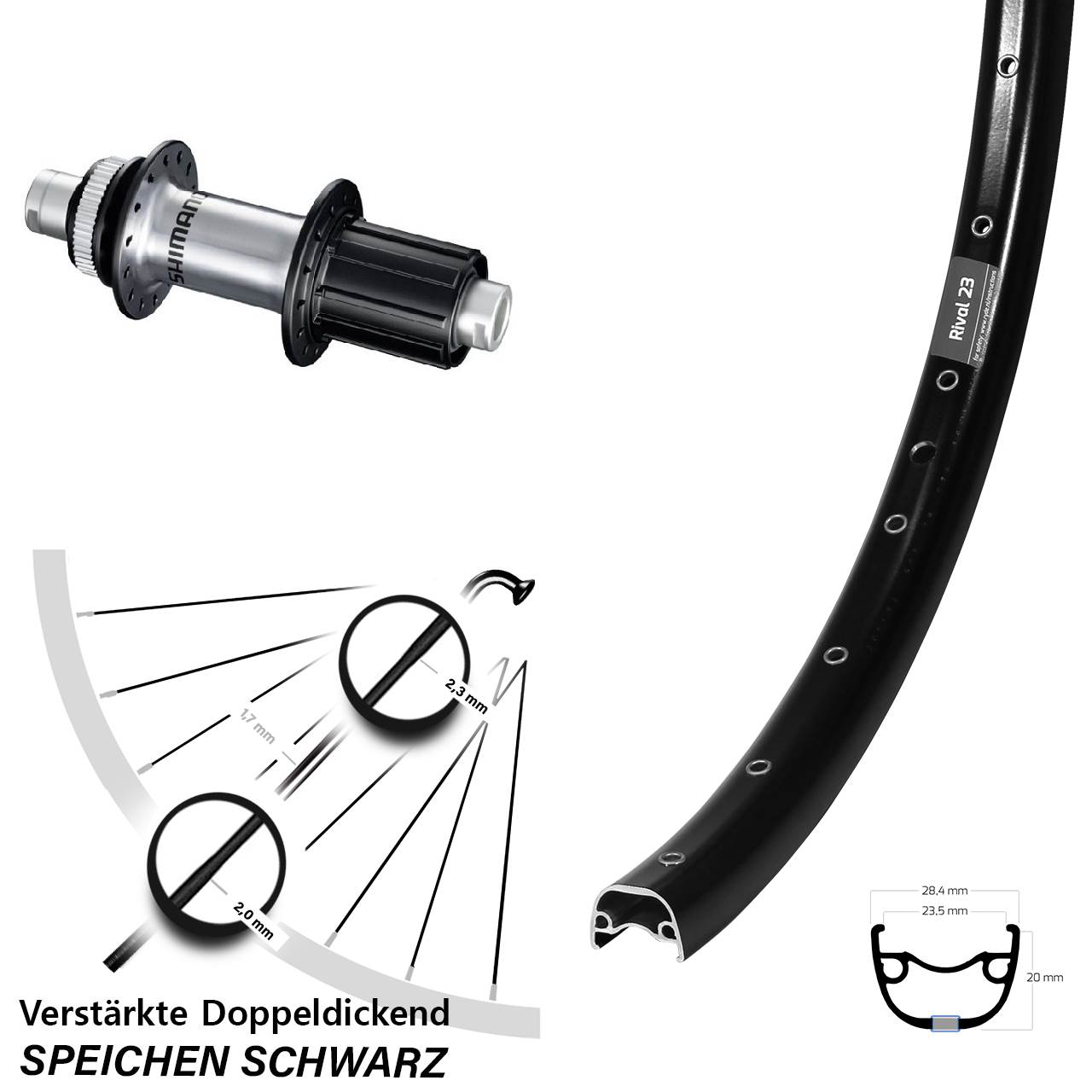 Ryde Rival 23 Shimano GRX 27,5 Zoll Hinterrad Centerlock 12x142 8-12 fach