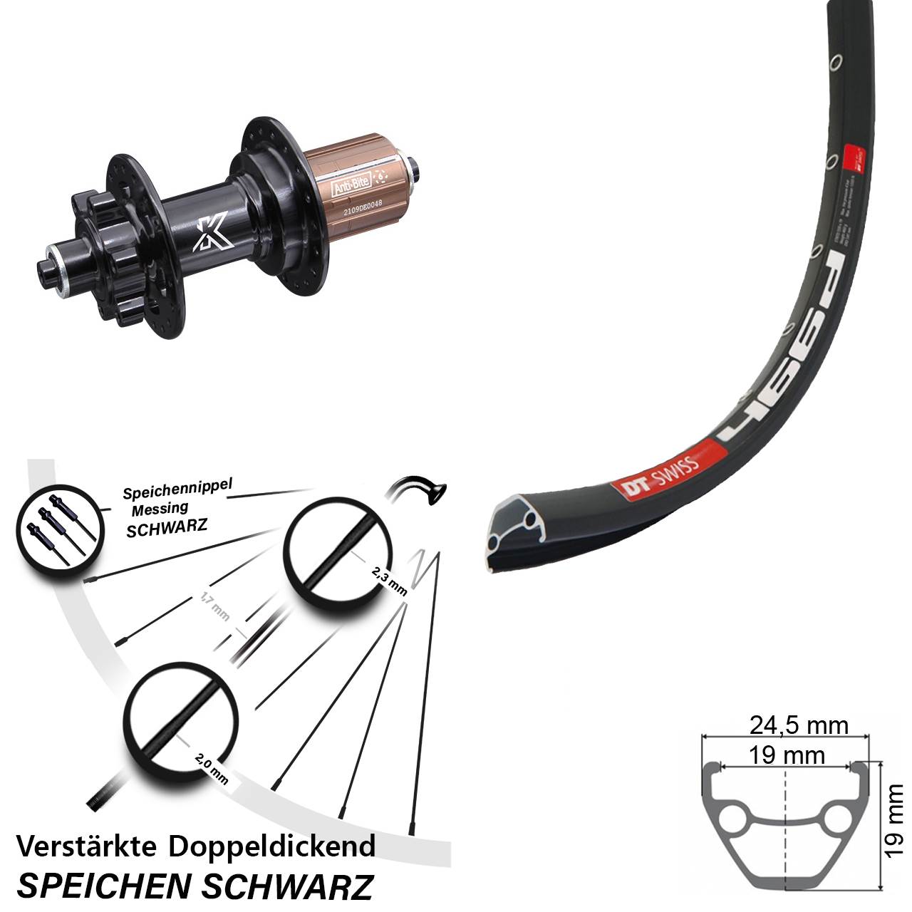 Disc Hinterrad für Schnellspanner 28-29 Zoll DT Swiss 466 KX-M 8-12 fach