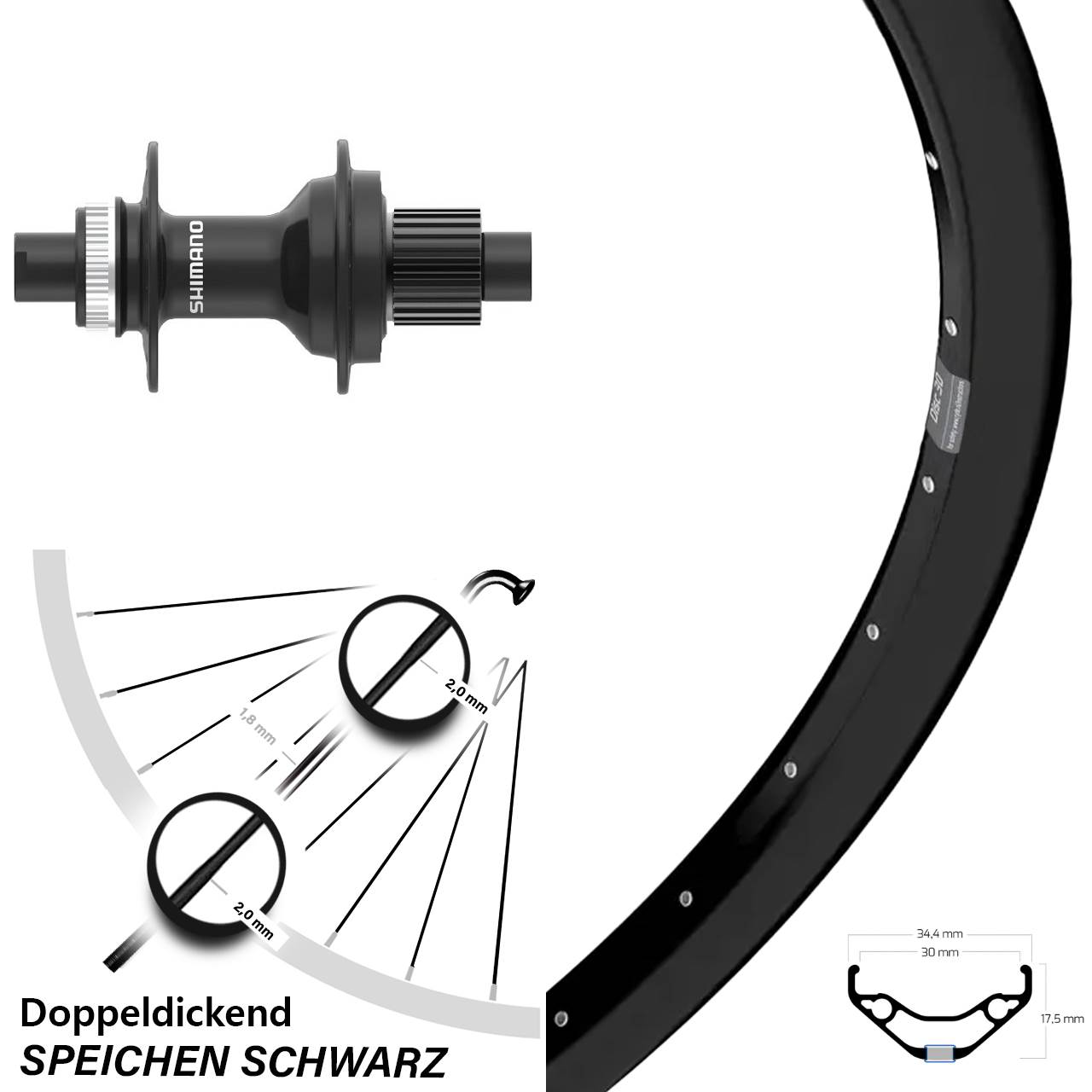 Hinterrad 27,5 Zoll Ryde Disc 30 Micro Spline 12x142