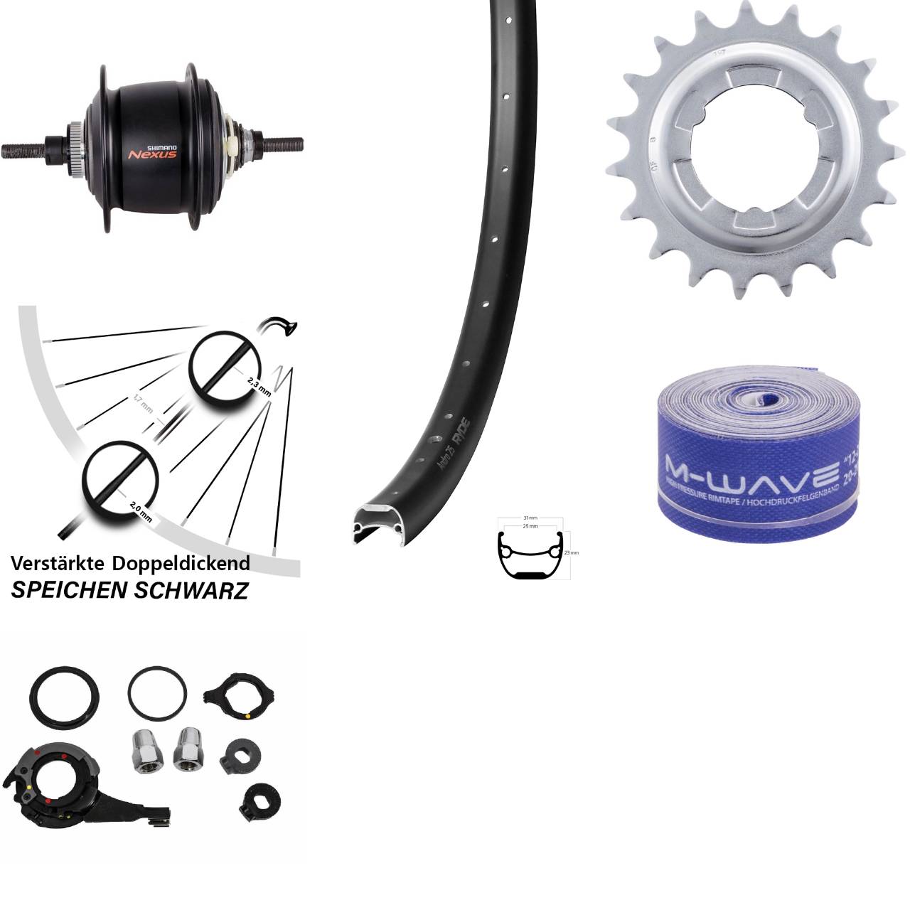 Hinterrad 28 Zoll Ryde Andra 25 Shimano Nexus 8 Gang Centerlock