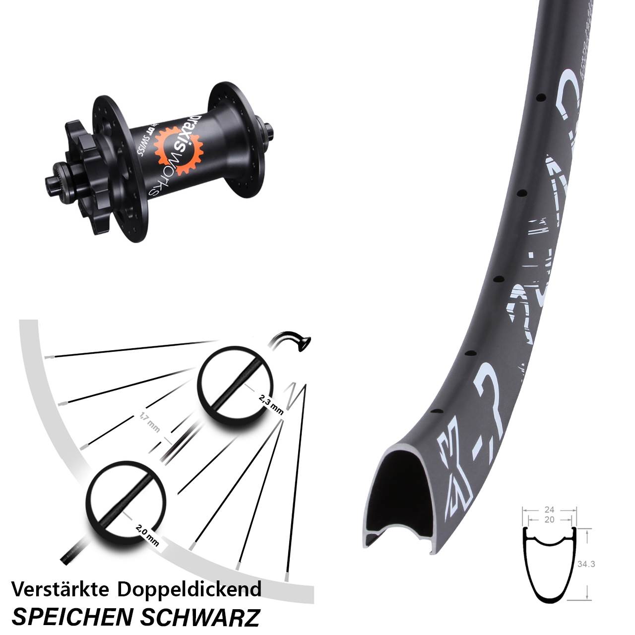 28 Zoll KX-R Road DT Swiss 350 QR Disc Vorderrad für Schnellspanner