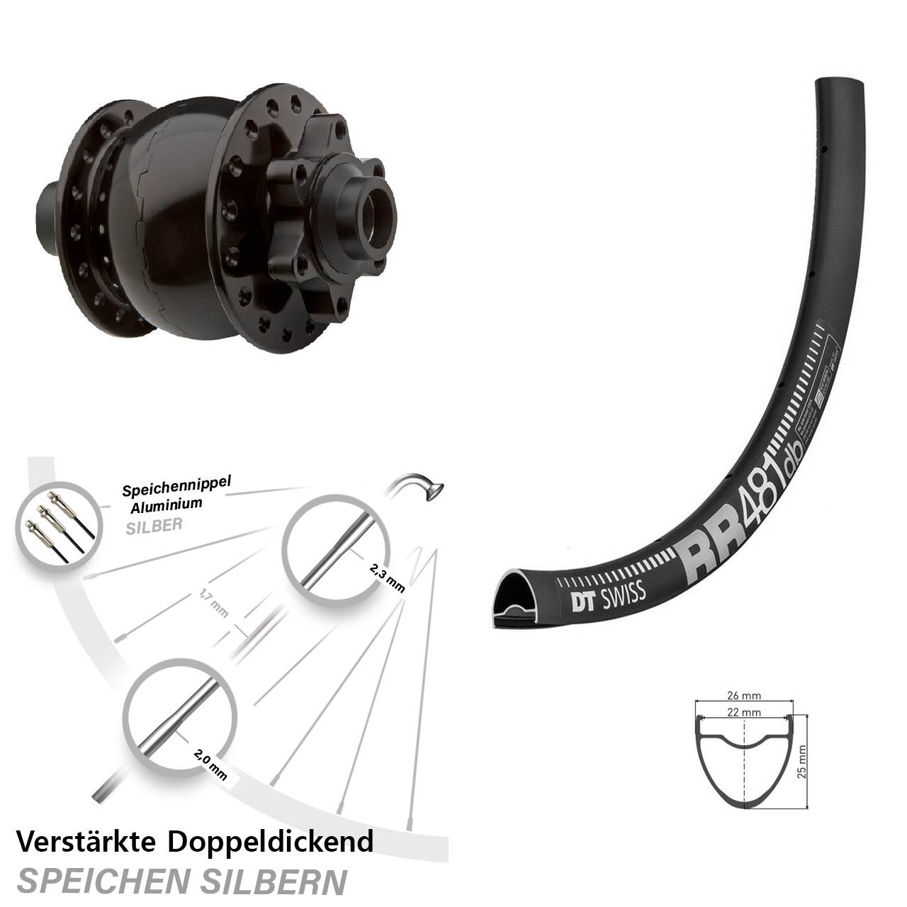 DT Swiss RR481 SON 28 Zoll Disc Nabendynamolaufrad 15x100