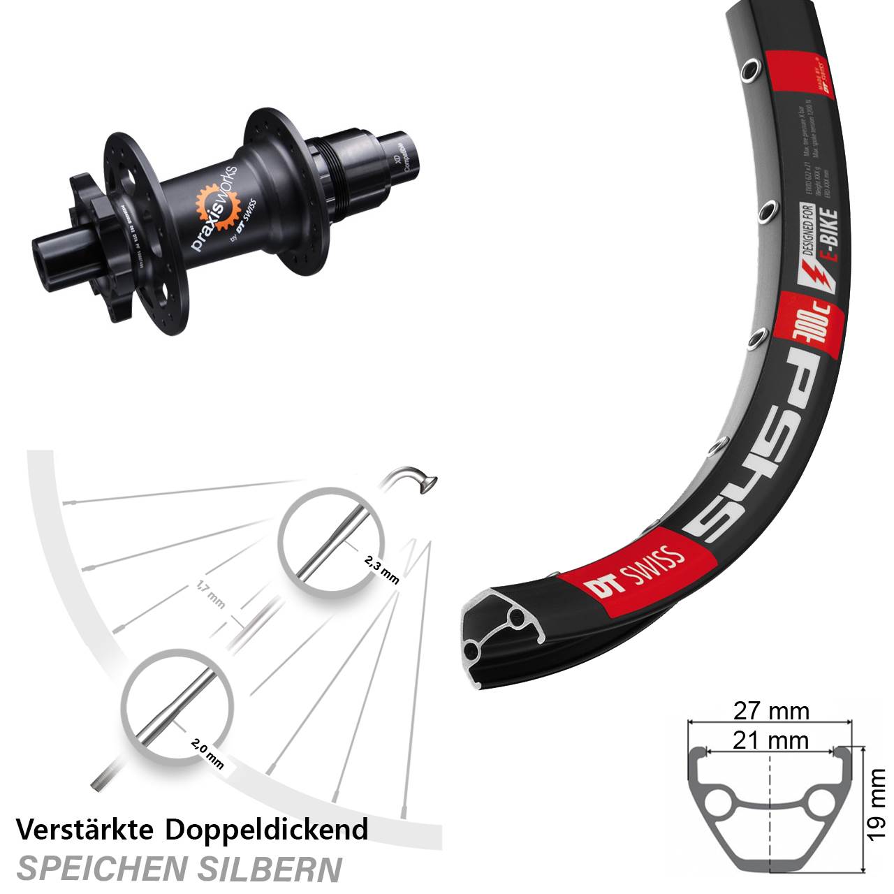 DT Swiss 545-350 28 Zoll Disc Laufrad 12x142 XD 11-12 fach