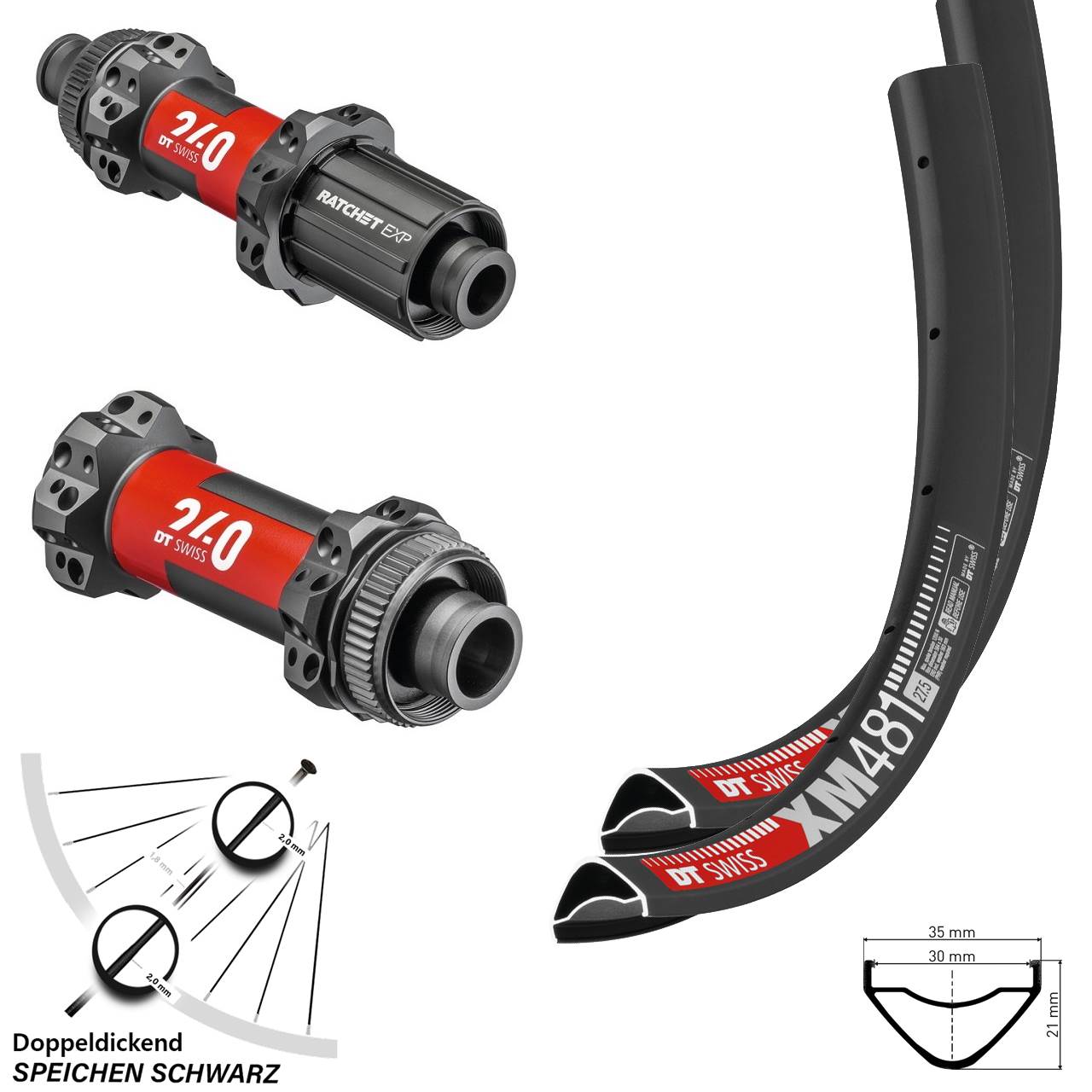 DT Swiss XM481 240 EXP Straightpull 27,5 Zoll Laufradsatz Disc 8-11 fach