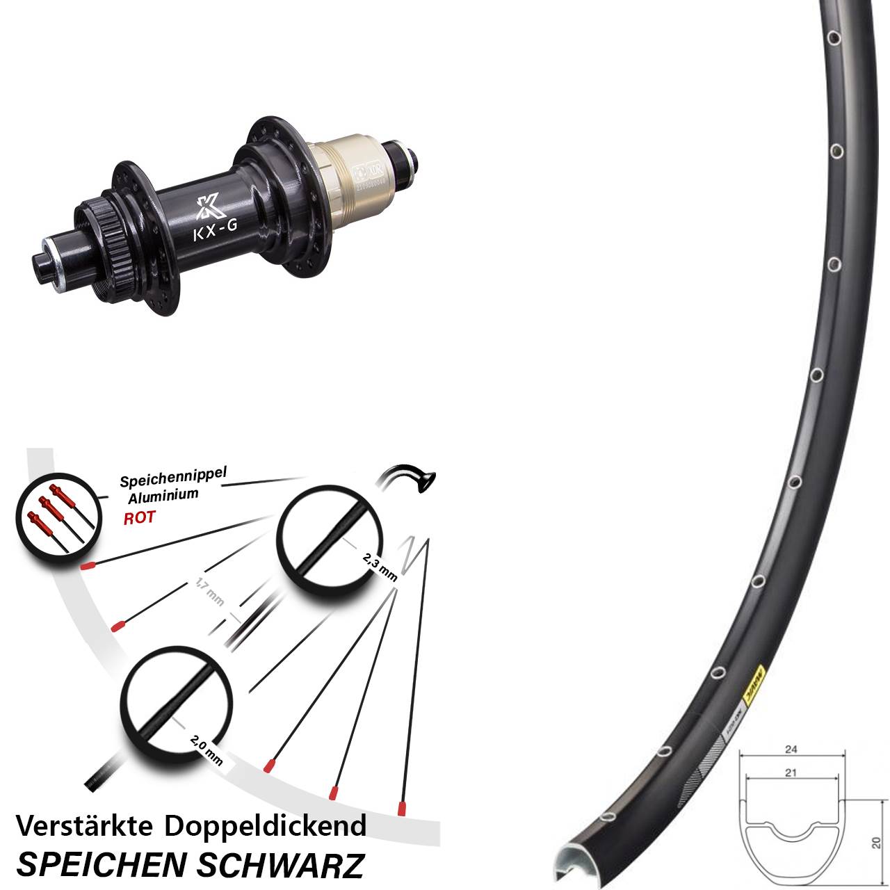 Hinterrad 29 Zoll Mavic XC621 KX-G 5/135 Centerlock SRAM XDR schwarz