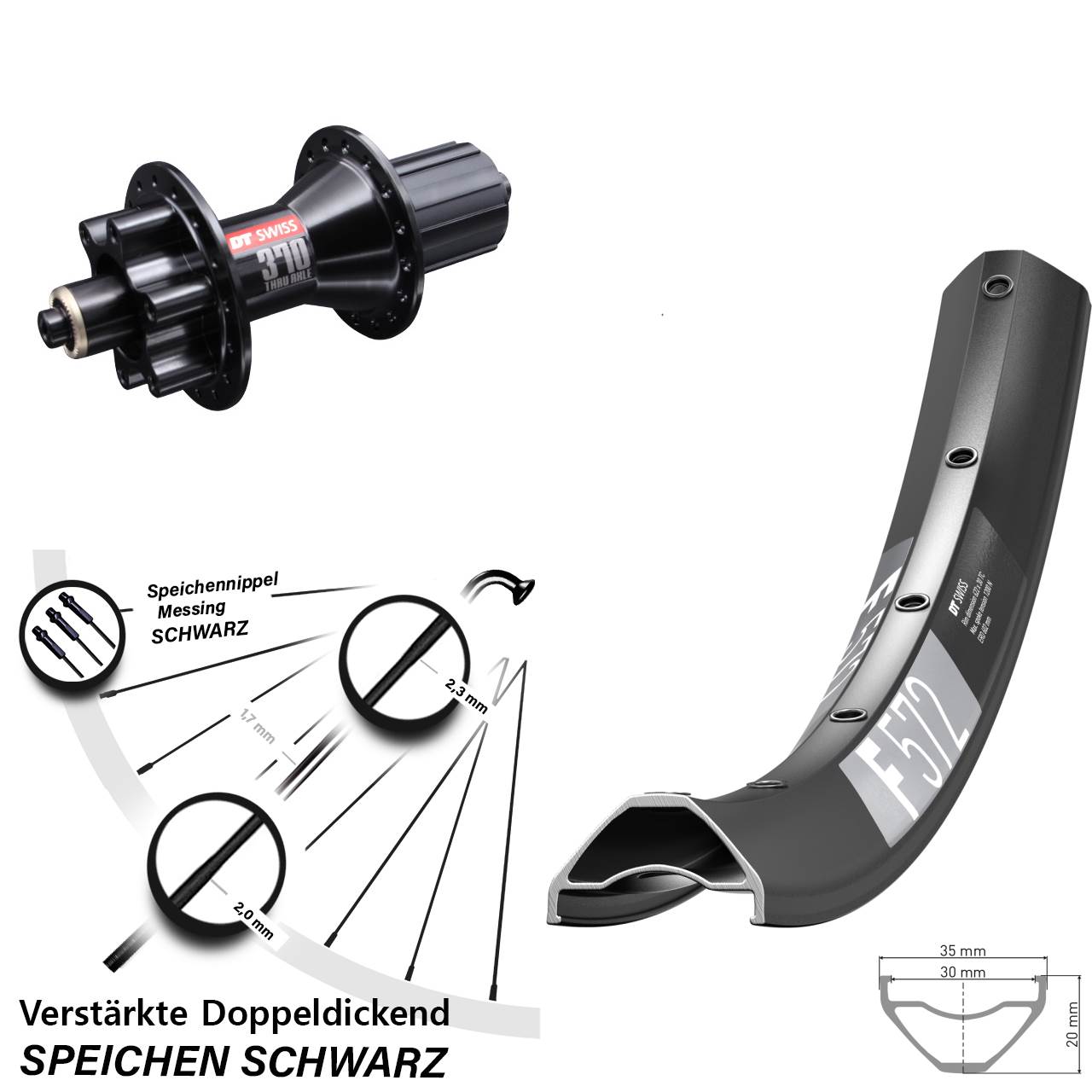 29 Zoll DT Swiss F 572 DT Swiss 370 Disc Hinterrad QR 8-11 fach
