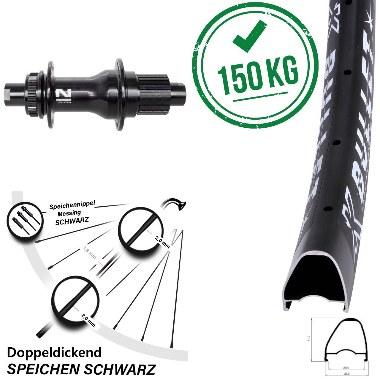 Disc Laufrad 28 Zoll KX Bullet OS Novatec D792SB Shimano Micro Spline 12x142