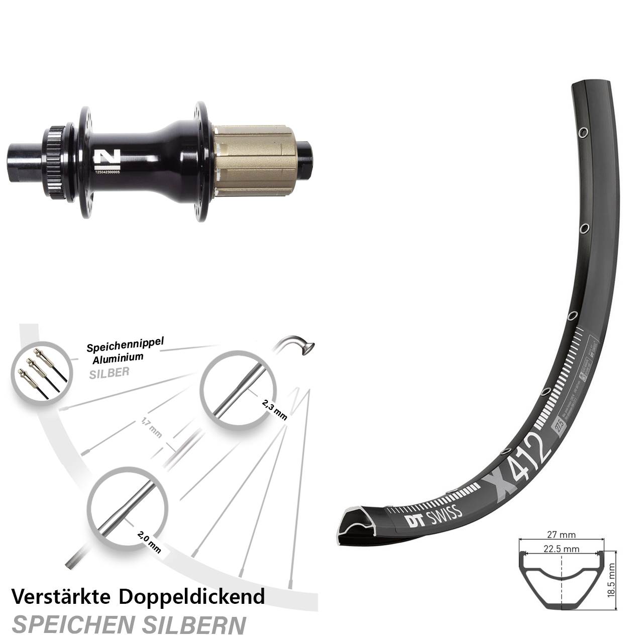 Disc Laufrad 29 Zoll DT Swiss X 412 Novatec D792SB 8-12 fach 12x142