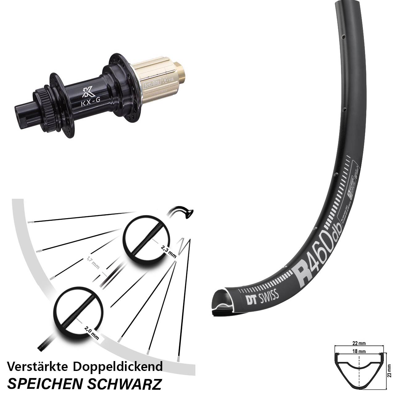 Hinterrad Centerlock 12x142 28 Zoll DT Swiss R 460 KX-G 8-12 fach HG