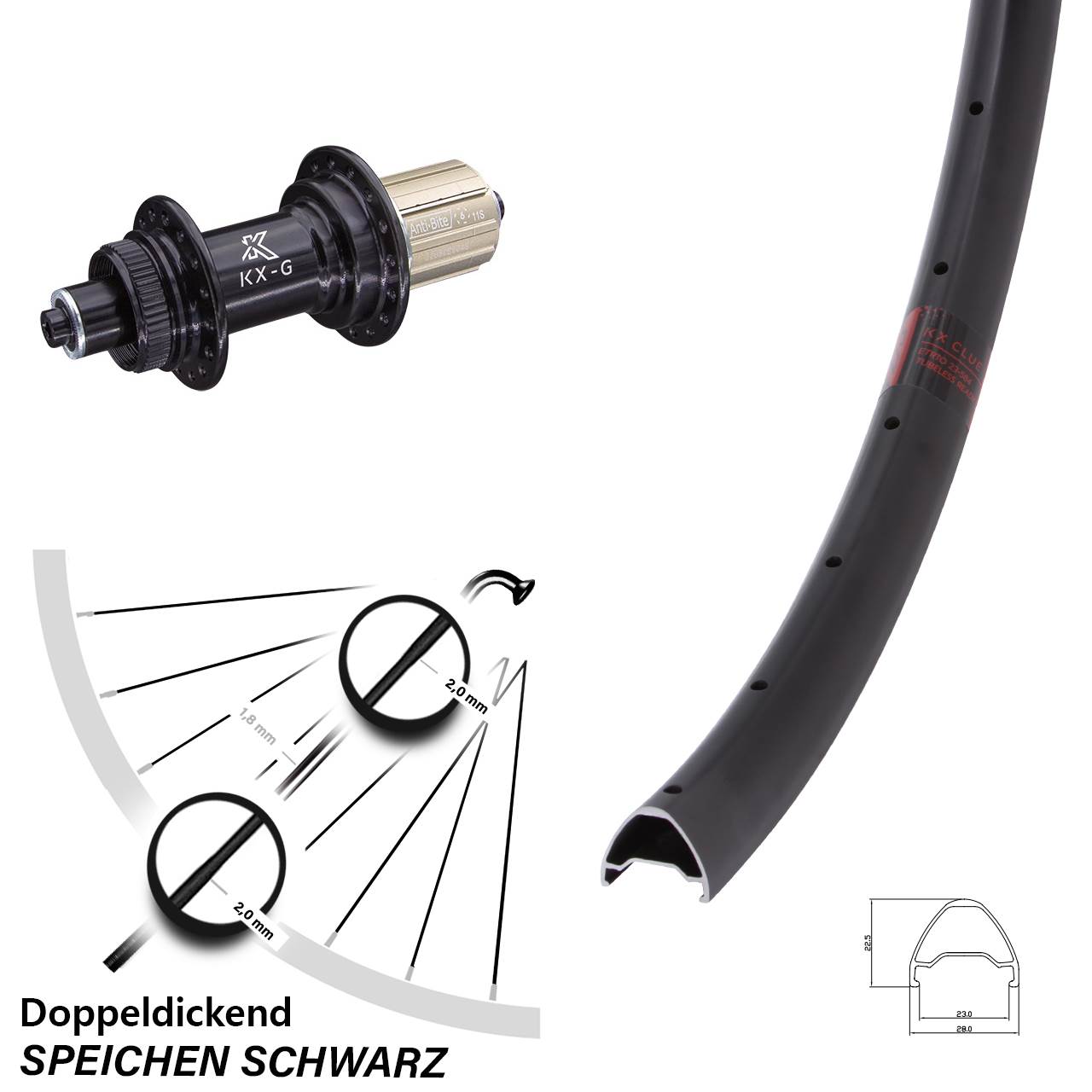 Disc Laufrad QR 27,5 Zoll KX-G Clue 8-12 fach HG