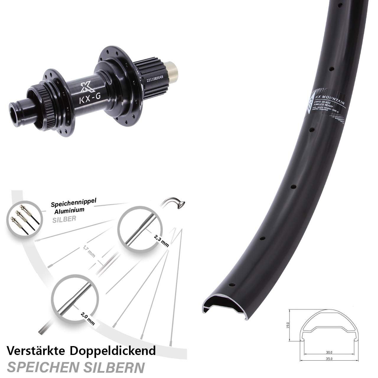 29 Zoll KX Mountain TR verstärkt Steckachse Disc Hinterrad 12x142 Shimano Micro Spline