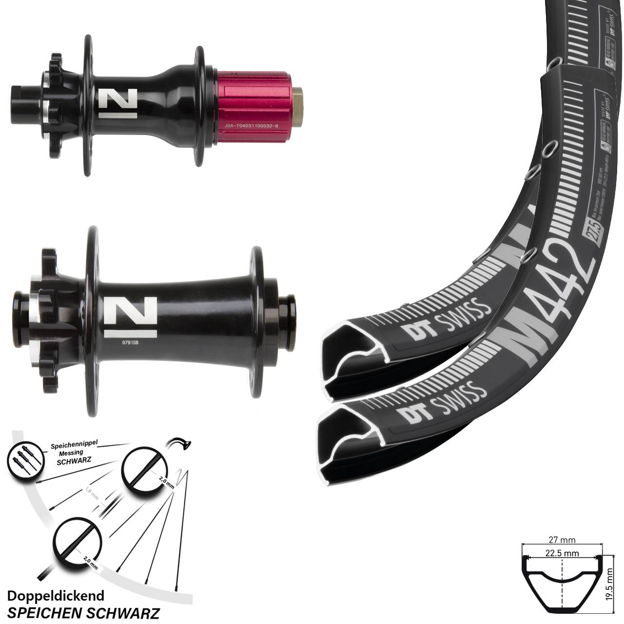 Laufradsatz 6-Loch 15x100 12x142 28-29 Zoll DT Swiss M442 Novatec D791 D792 8-12 fach HG