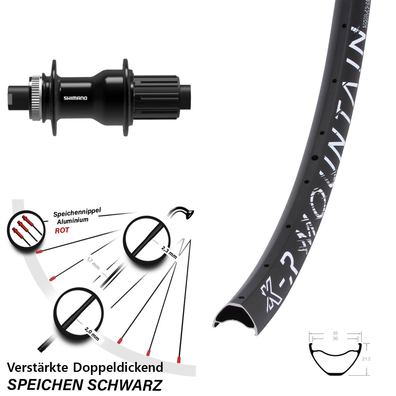 29 Zoll KX-R Mountain Shimano FH-TC500-Boost Disc Laufrad 12x148 8-11 fach HG