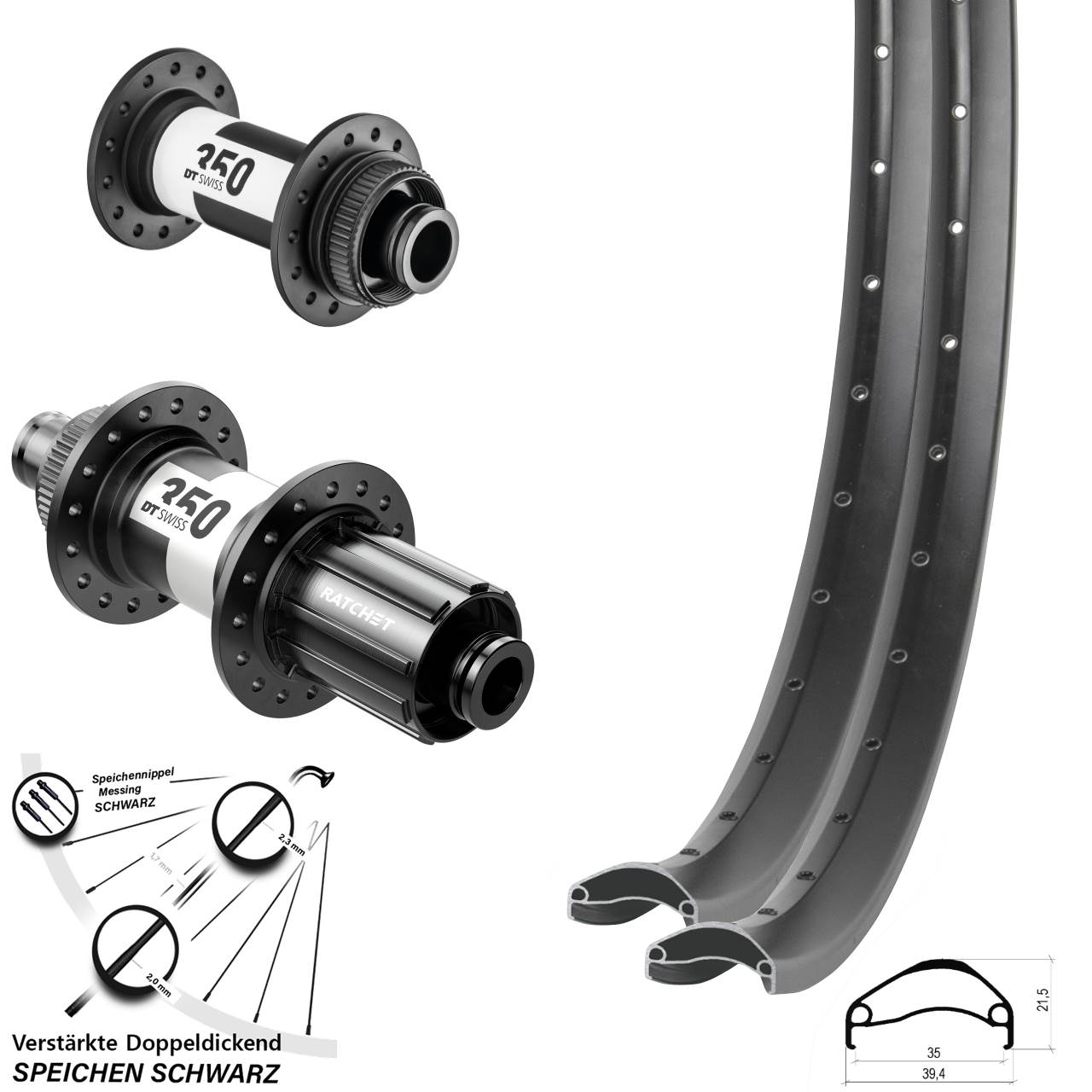 Ambrosio E35 DT Swiss 350 29 Zoll Centerlock Laufradsatz 15x100 12x142 8-11 fach HG