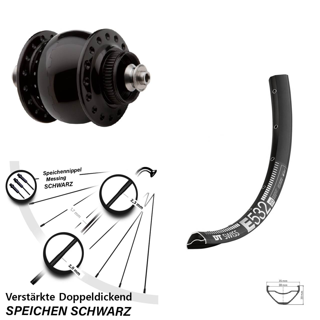 Disc Nabendynamovorderrad 29 Zoll DT Swiss E532 SONdelux QR
