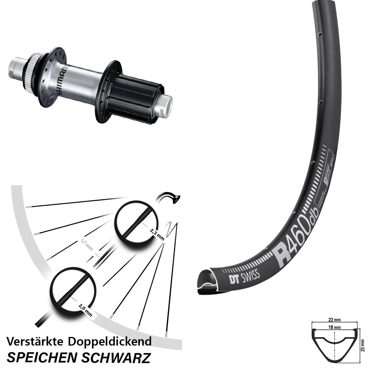 Centerlock Hinterrad 12x142 28 Zoll DT Swiss R 460 Disc Shimano FH-RS770 8-12 fach
