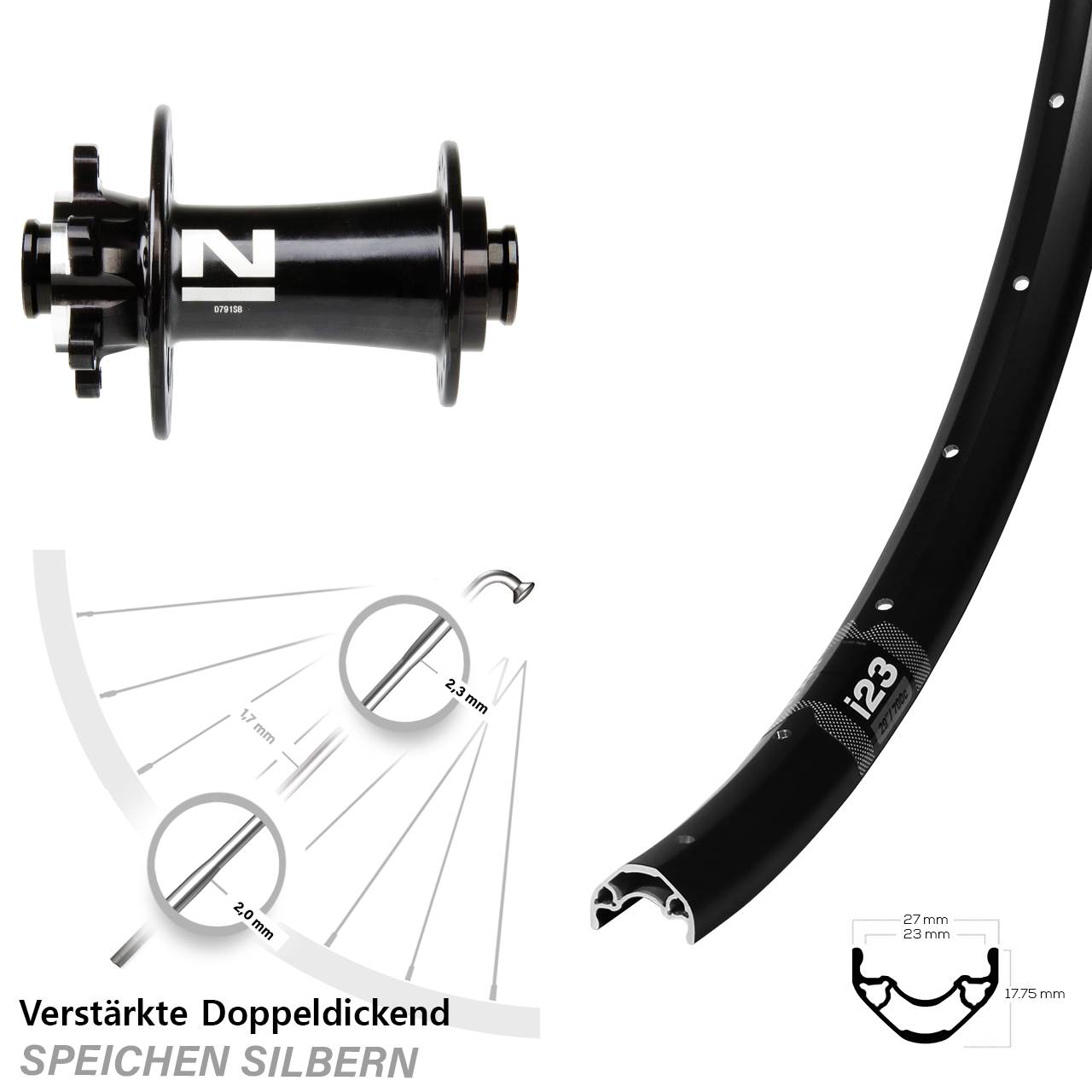 WTB i23 ST Novatec D791 29 Zoll Vorderrad 6-Loch 12x100