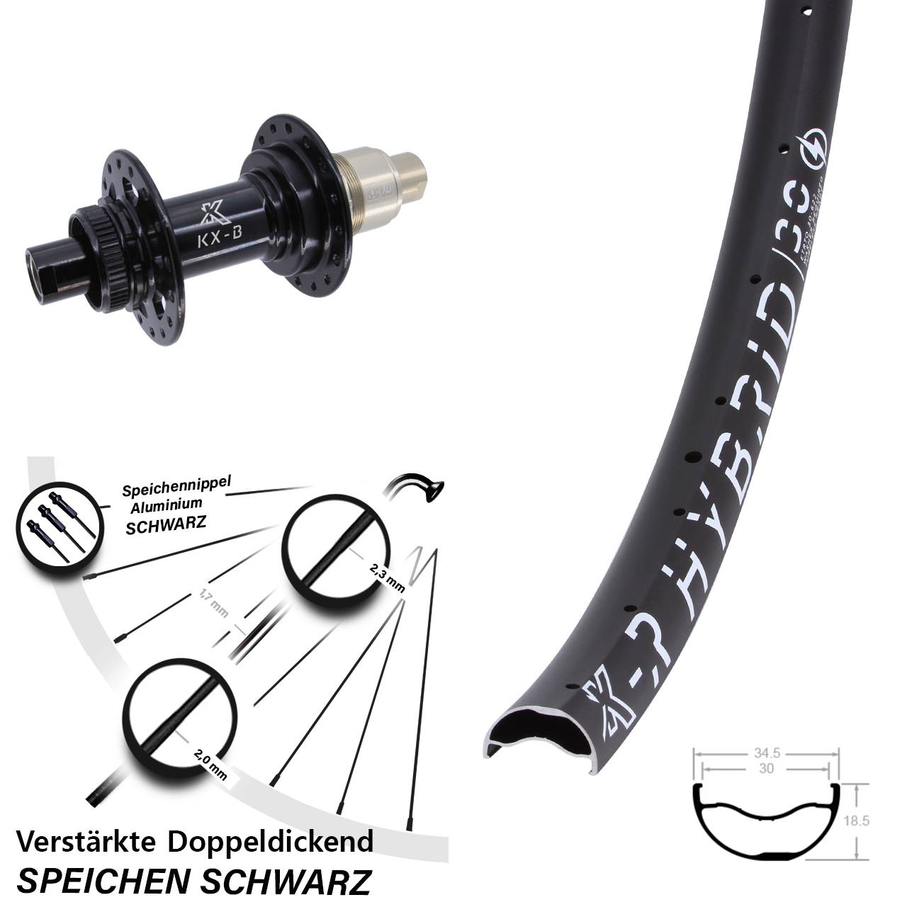 Disc Laufrad 29 Zoll KX-BR Hybrid 30 SRAM XD 12x148 Boost