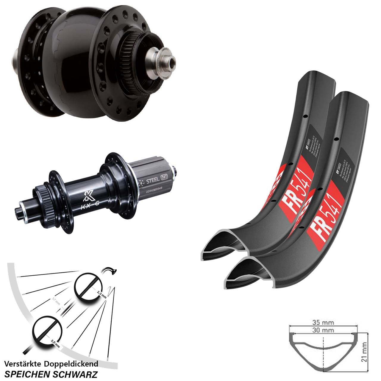 Laufradsatz Centerlock 29 Zoll DT Swiss FR 541 KX-GS verstärkt SON 28 8-12 fach HG QR
