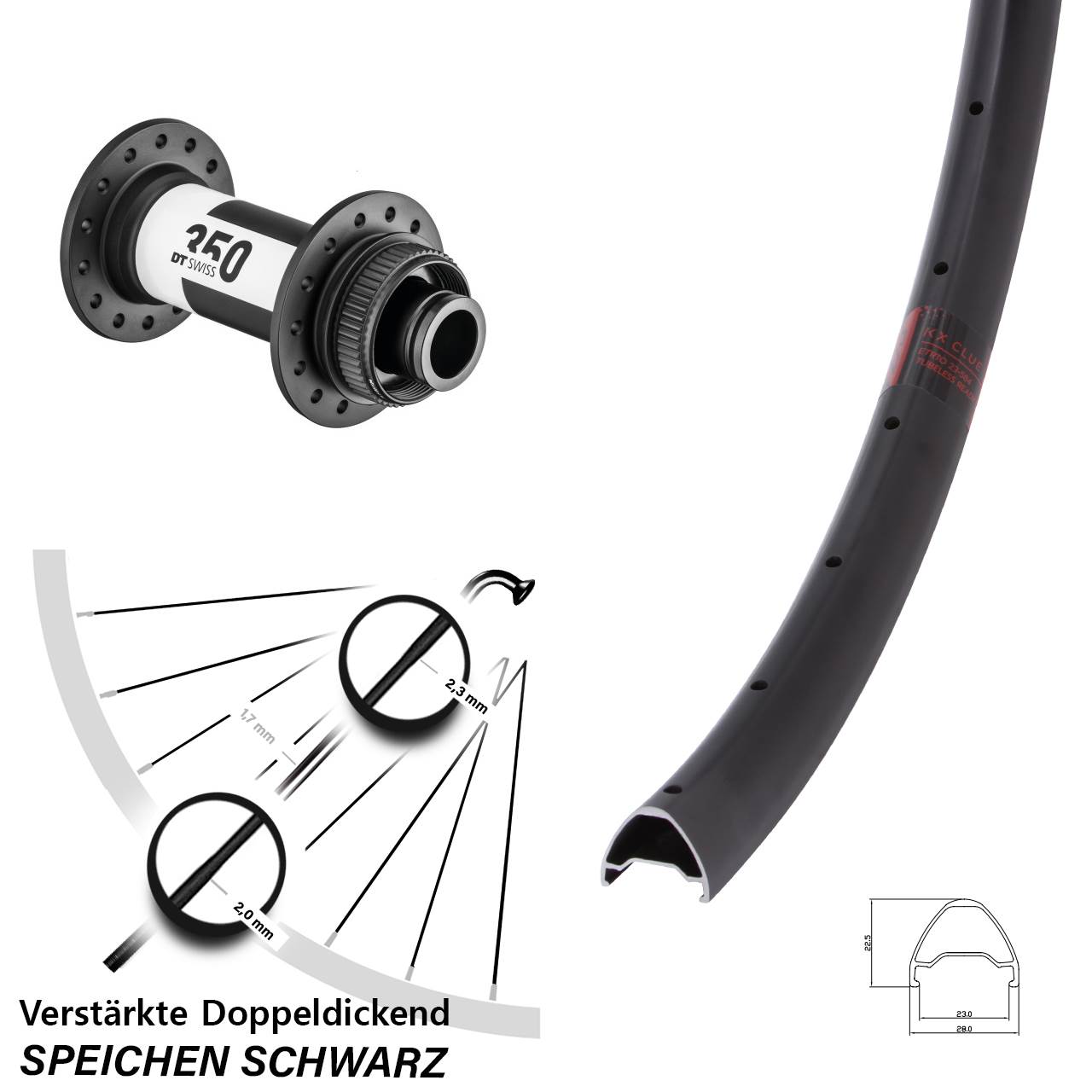 27,5 Zoll KX Clue DT Swiss 350 Vorderrad Centerlock 15x110 Boost