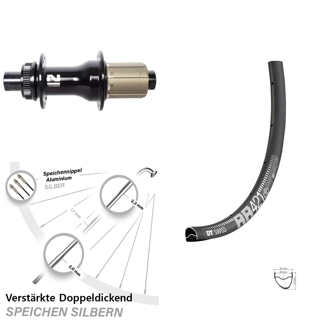 28 Zoll DT Swiss RR421 Novatec D792SB Centerlock Hinterrad 12x142 8-12 fach HG