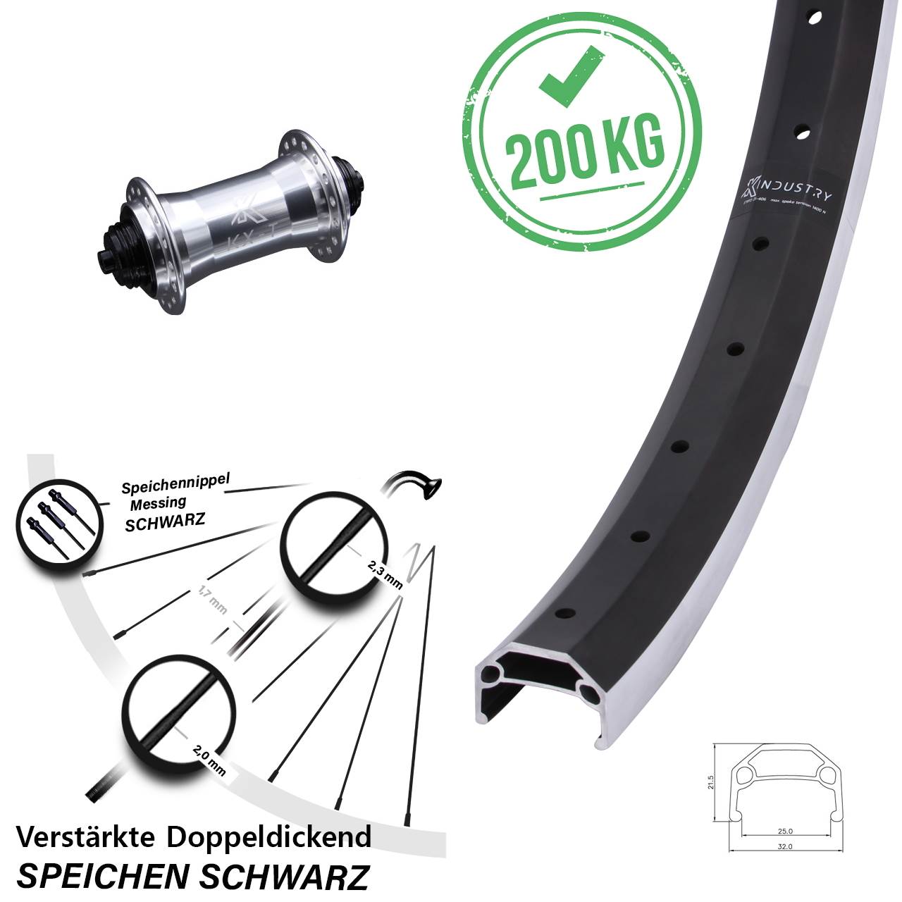 20 Zoll KX-T Industry verstärkt Laufrad für Schnellspanner