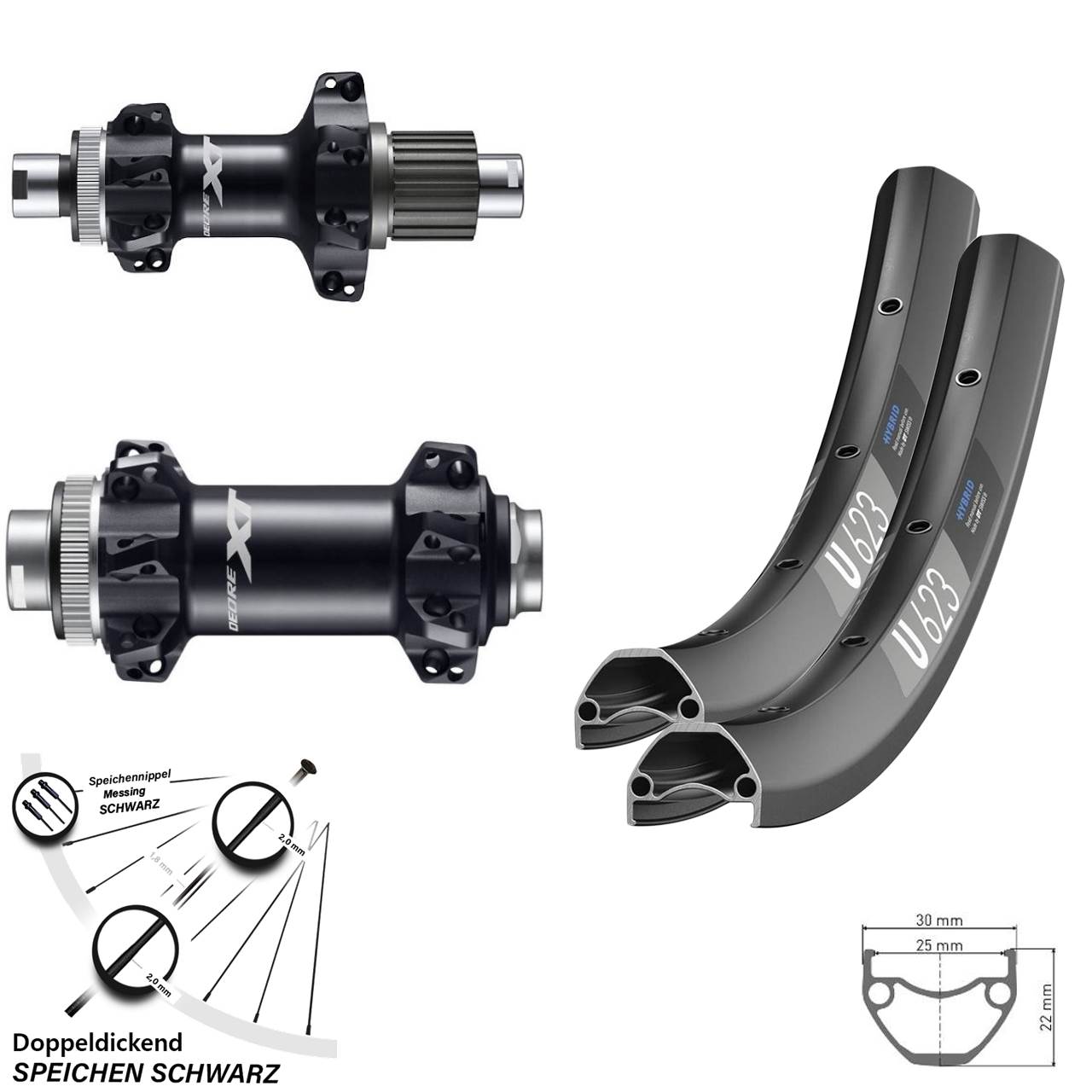 Laufradsatz DT Swiss U 623 29 Zoll Shimano XT Boost 12-fach Micro Spline Straightpull