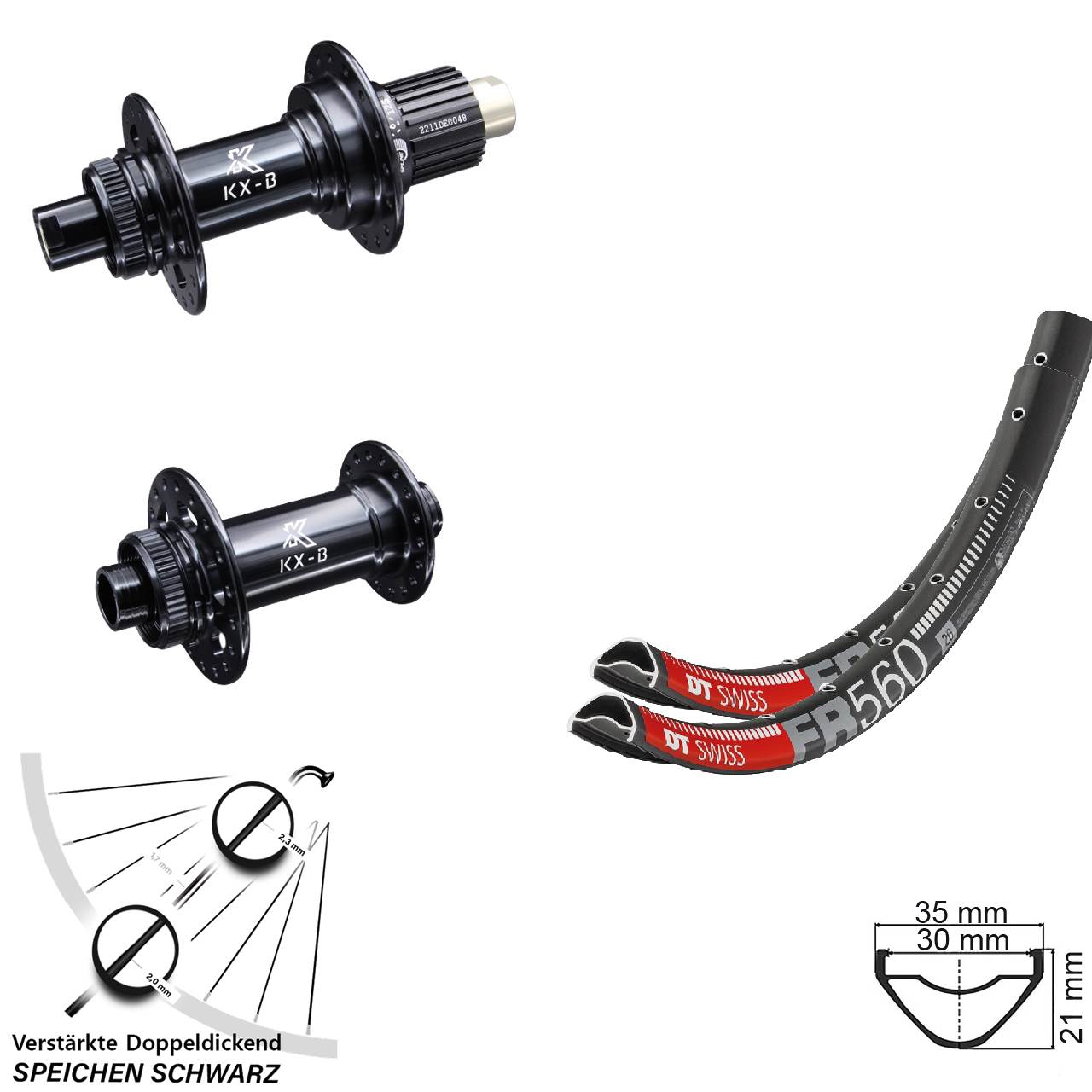 DT Swiss FR560 KX-B 26 Zoll Disc Laufrad-Satz 15x110 12x148 Boost Shimano Micro Spline