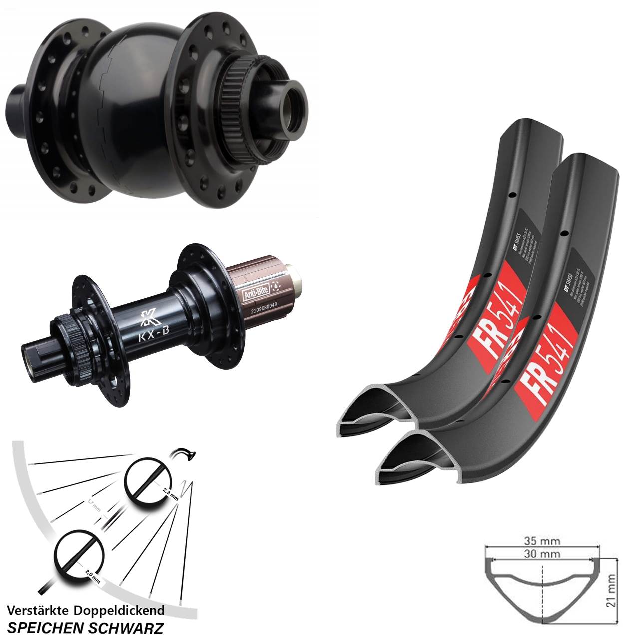 Laufradsatz 29 Zoll DT Swiss FR 541 KX-B SON 28 8-12 fach HG 15x110 12x148