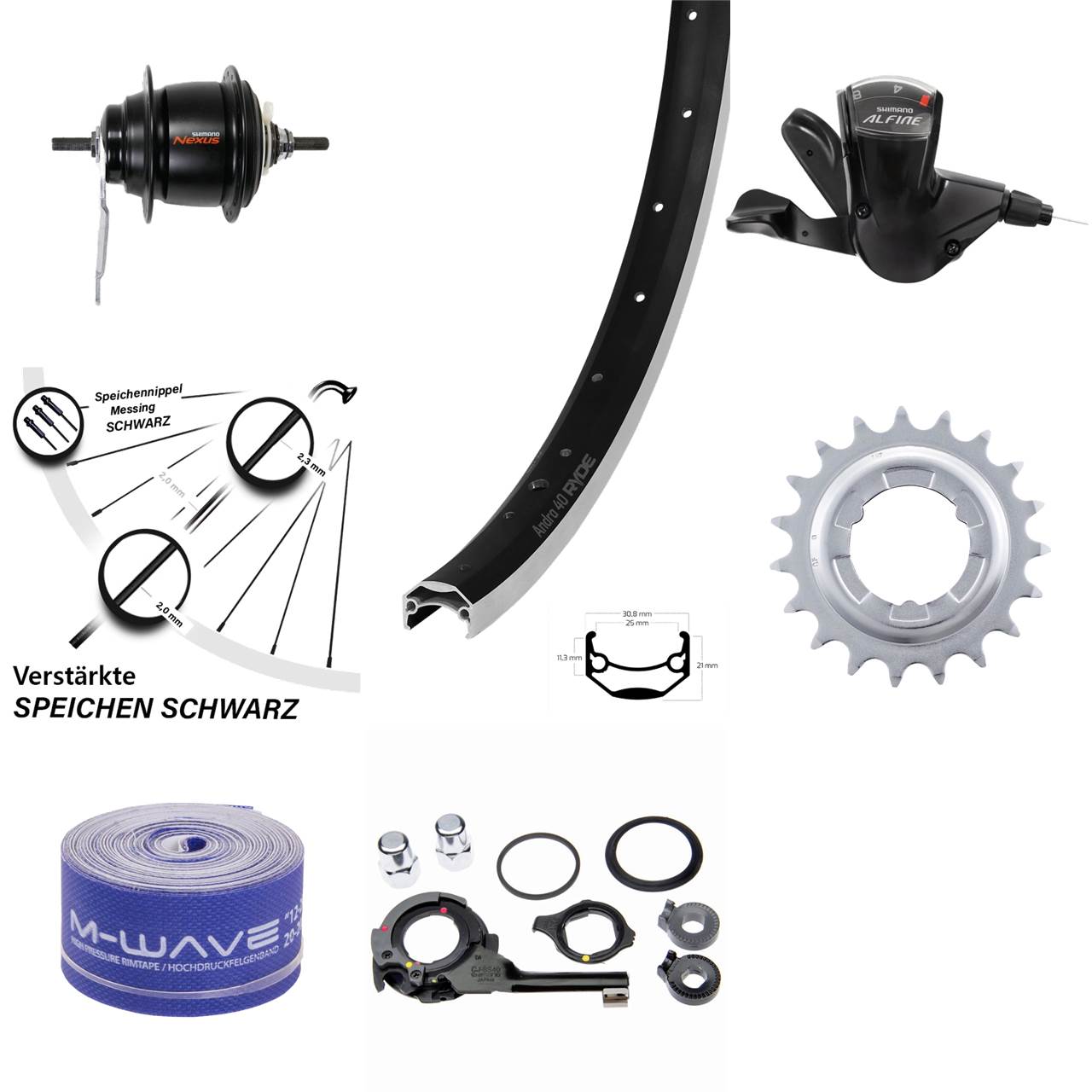 Hinterrad 26 Zoll Ryde Andra 40 Shimano Nexus 8 Gang Nabenschaltung