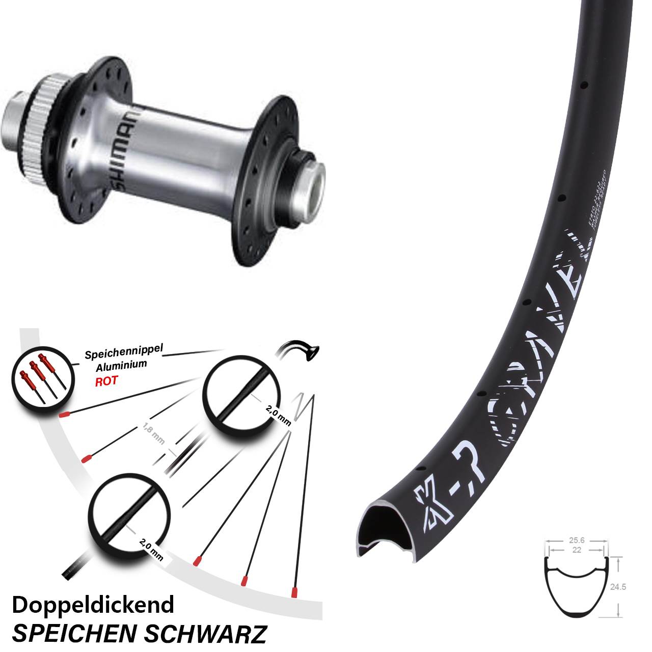 Shimano HB-RS770 KX-R Gravel Vorderrad 28-29 Zoll Centerlock 12x100 mm 22-622 ETRTO