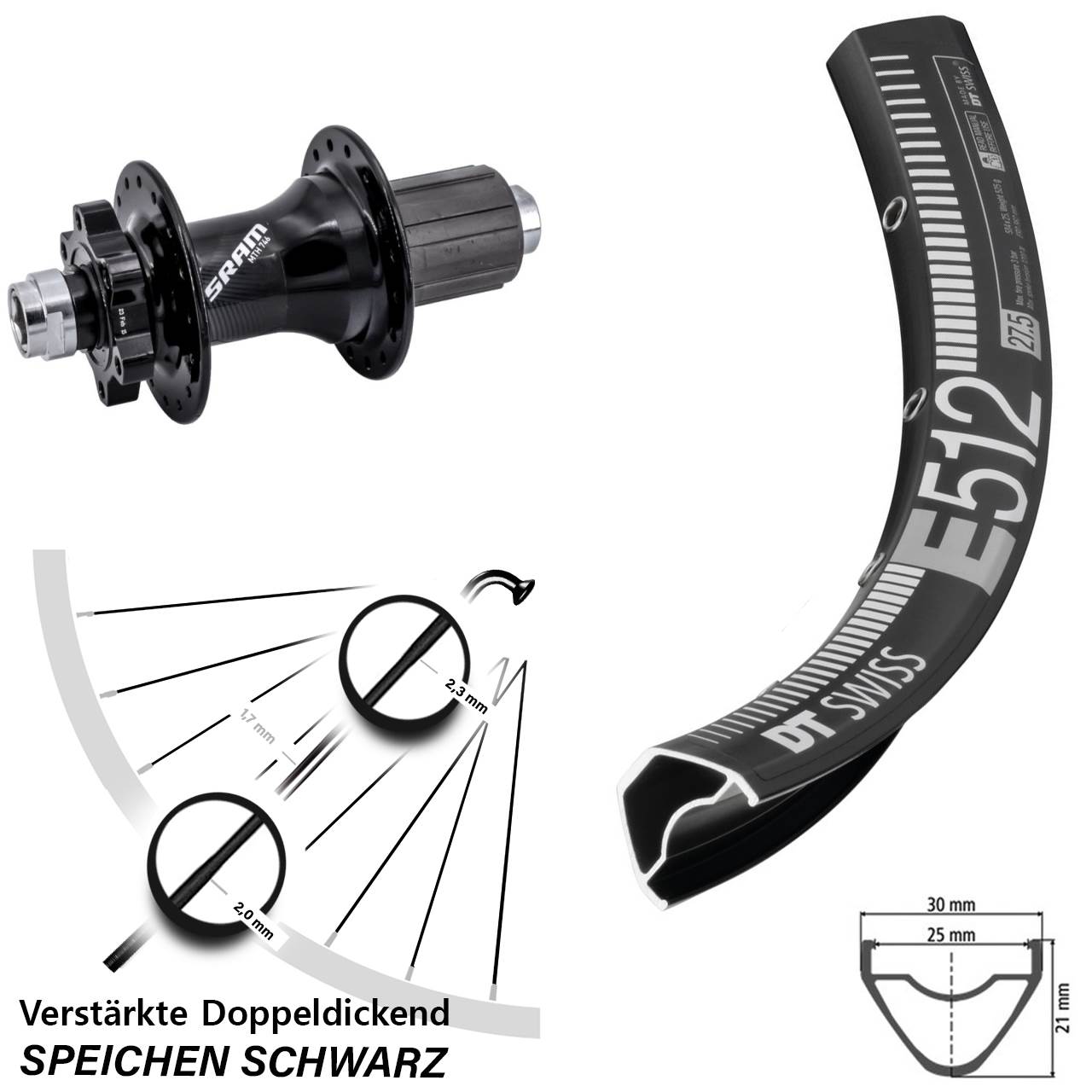 Disc Laufrad 12x148 29 Zoll DT Swiss E 512 Sram 746 8-11 fach
