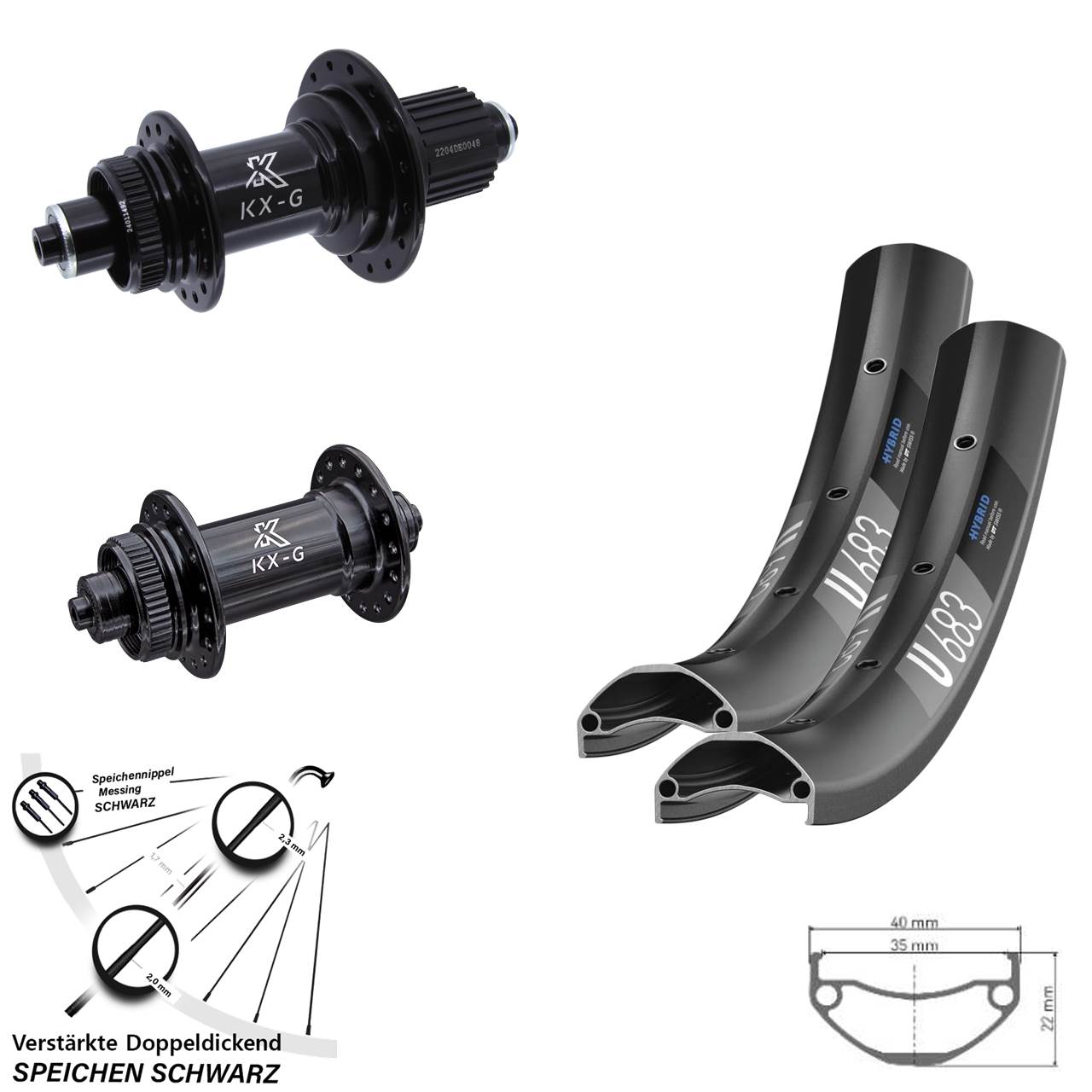 Laufradsatz Centerlock QR 27,5 Zoll DT Swiss U683 KX-GS Heavy Duty Shimano Micro Spline