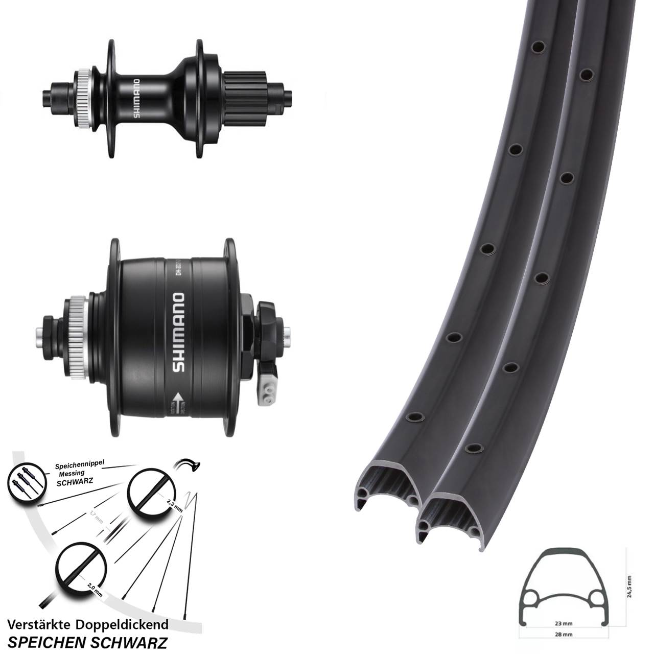 Centerlock Laufradsatz QR 28-29 Zoll Ambrosio Sport Shimano DH-3D37 FH-MT500 Micro Spline