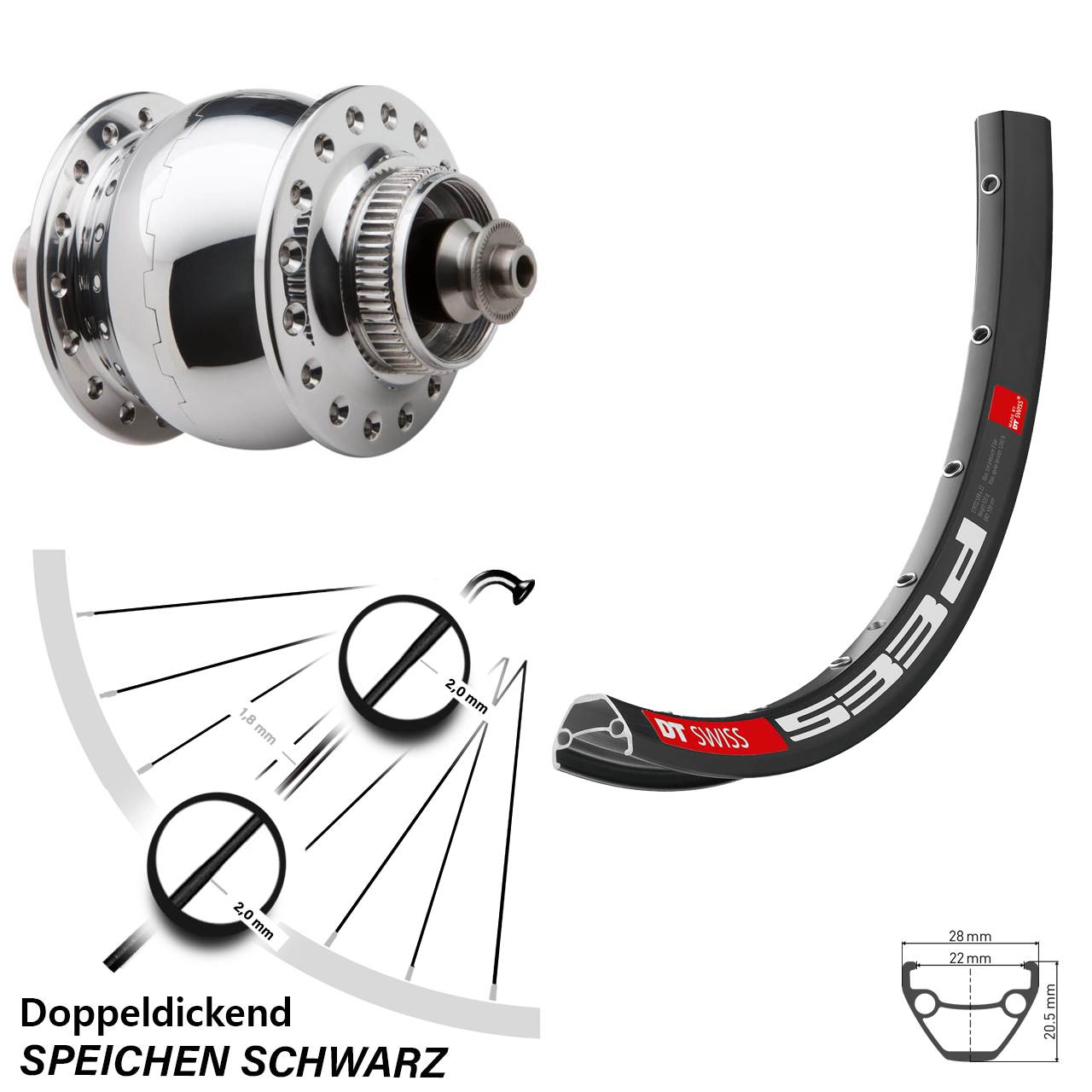 29 Zoll Vorderrad DT Swiss 533 SON delux Nabendynamo Centerlock