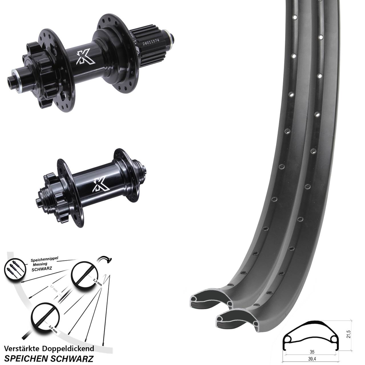 Laufradsatz 6-Loch QR 29 Zoll Ambrosio E35 KX-M Shimano Micro Spline