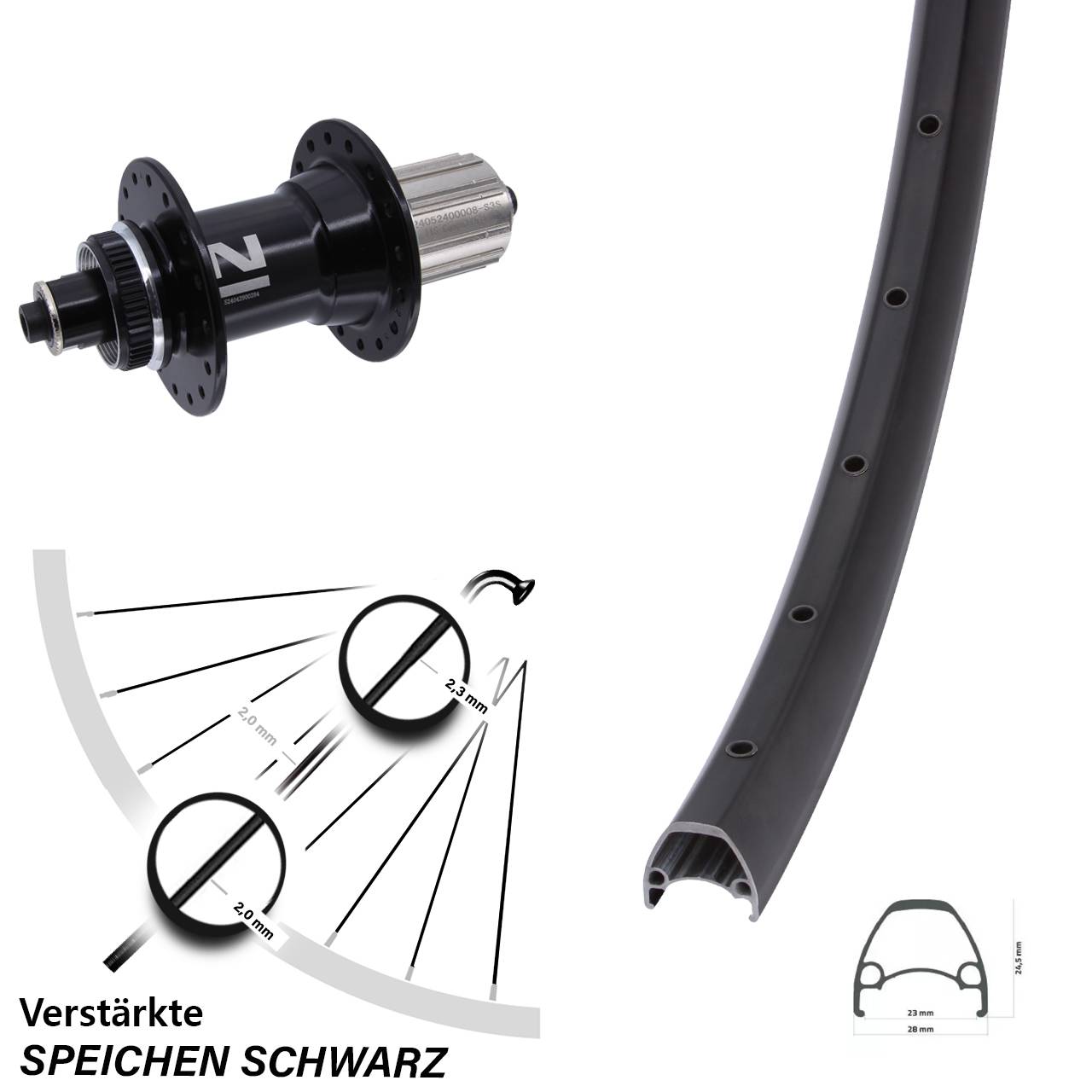 Hinterrad 28 Zoll Ambrosio Sport Novatec D042SB 8-12 fach HG Centerlock