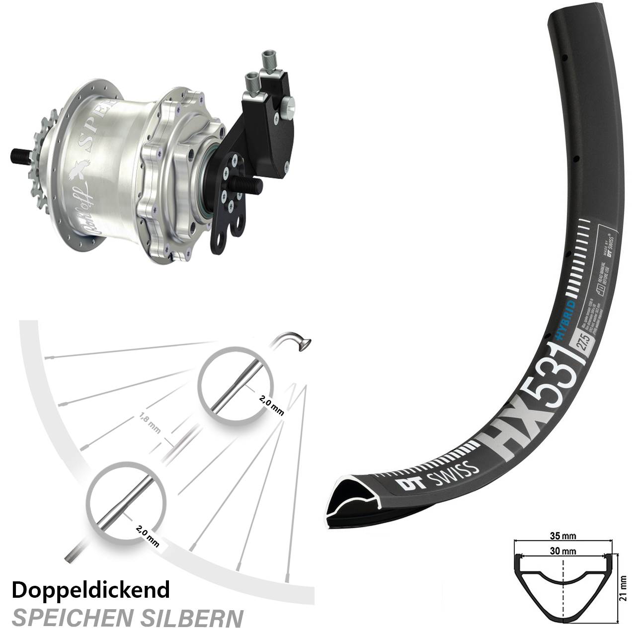 Disc Hinterrrad 29 Zoll DT Swiss HX531 Rohloff Speedhub 500/14 TS DB Tandem