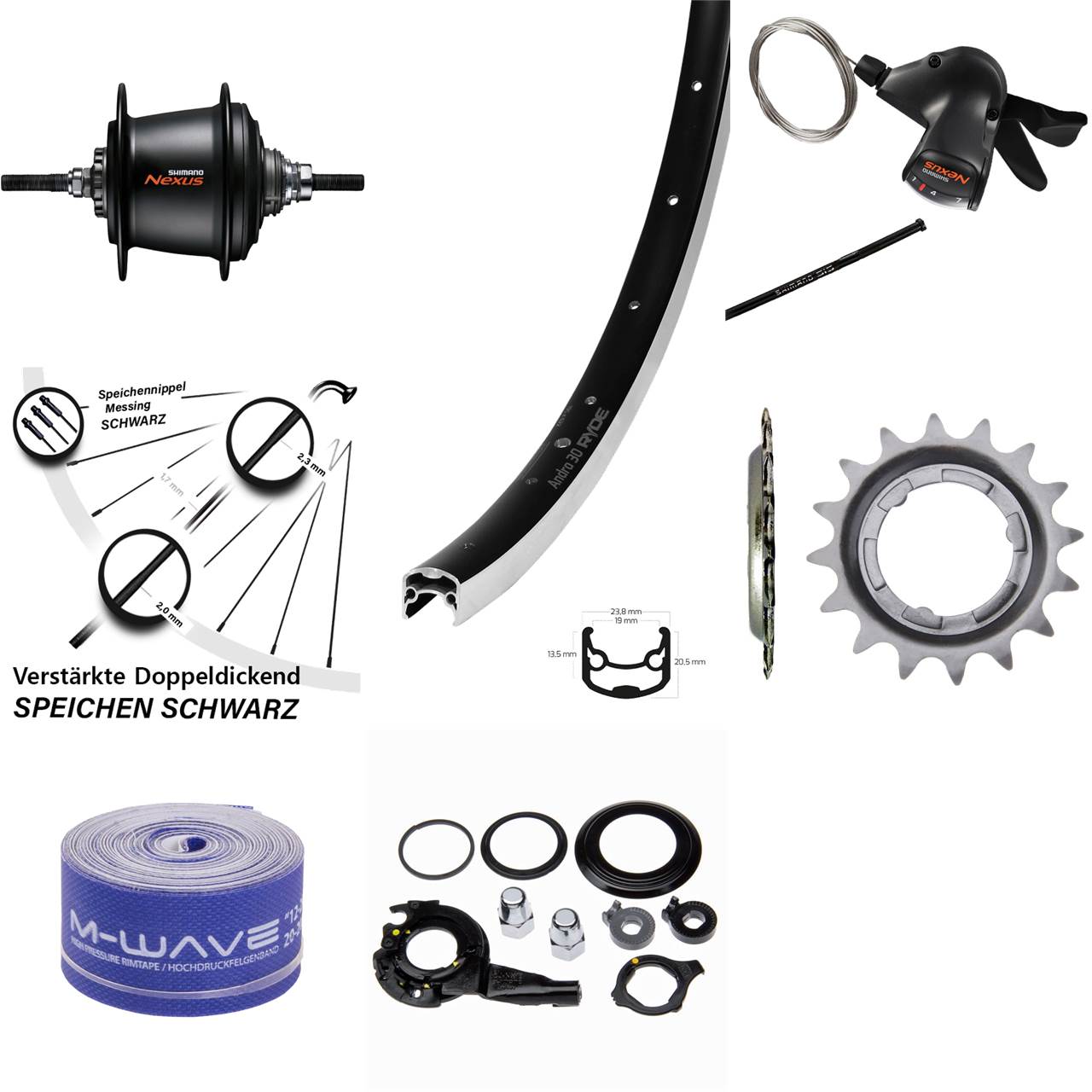 Ryde Andra 30 Hinterrad 28 Zoll Shimano Nexus 7 Gang Freilauf