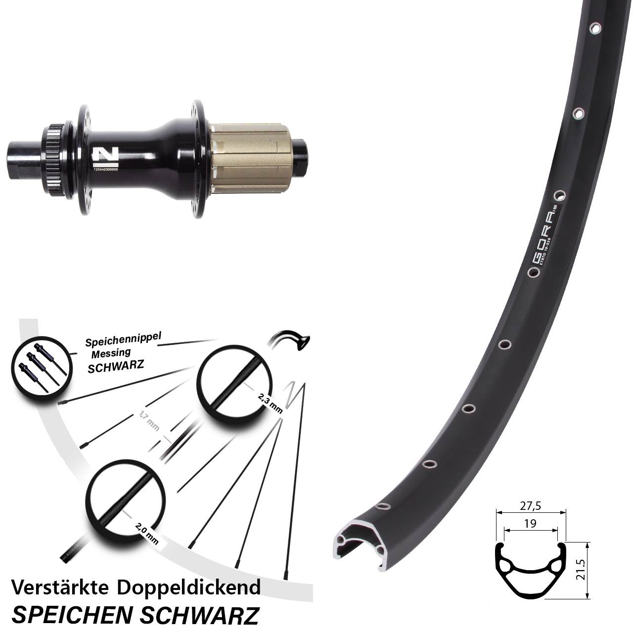 26 Zoll Gora 19 Novatec D792SB Disc Laufrad 12x142 8-12 fach HG
