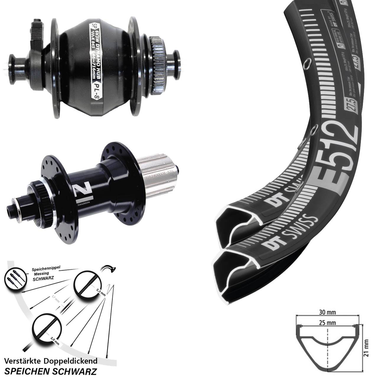 DT Swiss E 512 Novatec D042SB Shutter PL-8 29 Zoll Laufradsatz Centerlock QR 8-12 fach HG