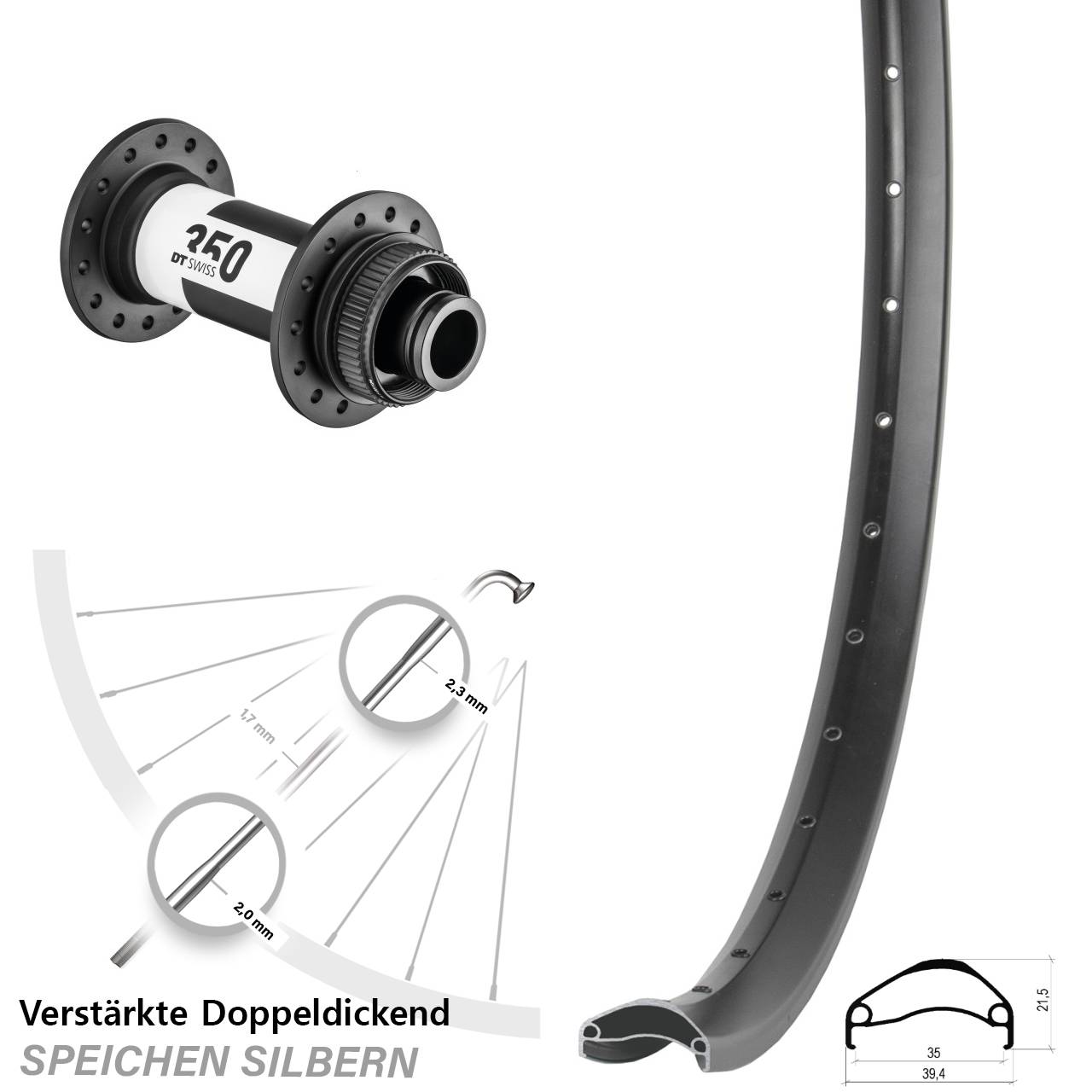 29 Zoll Ambrosio E35 DT Swiss 350 Vorderrad Centerlock 15x110 Boost