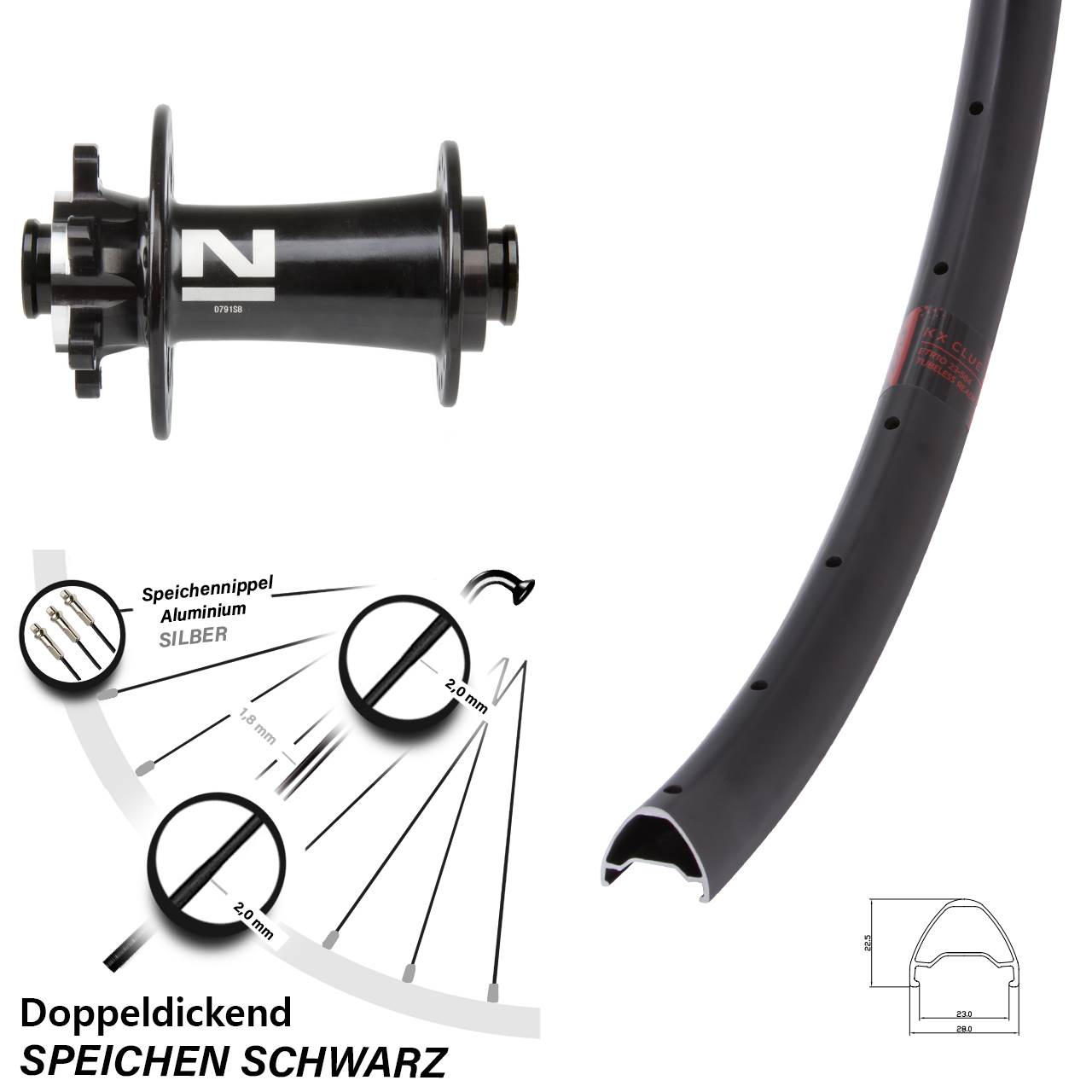 Vorderrad 6-Loch 15x100 27,5 Zoll KX Clue Novatec D791