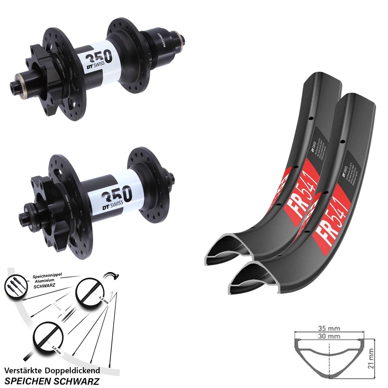 Disc Laufradsatz für Schnellspanner 29 Zoll DT Swiss FR 541 350 SRAM XD