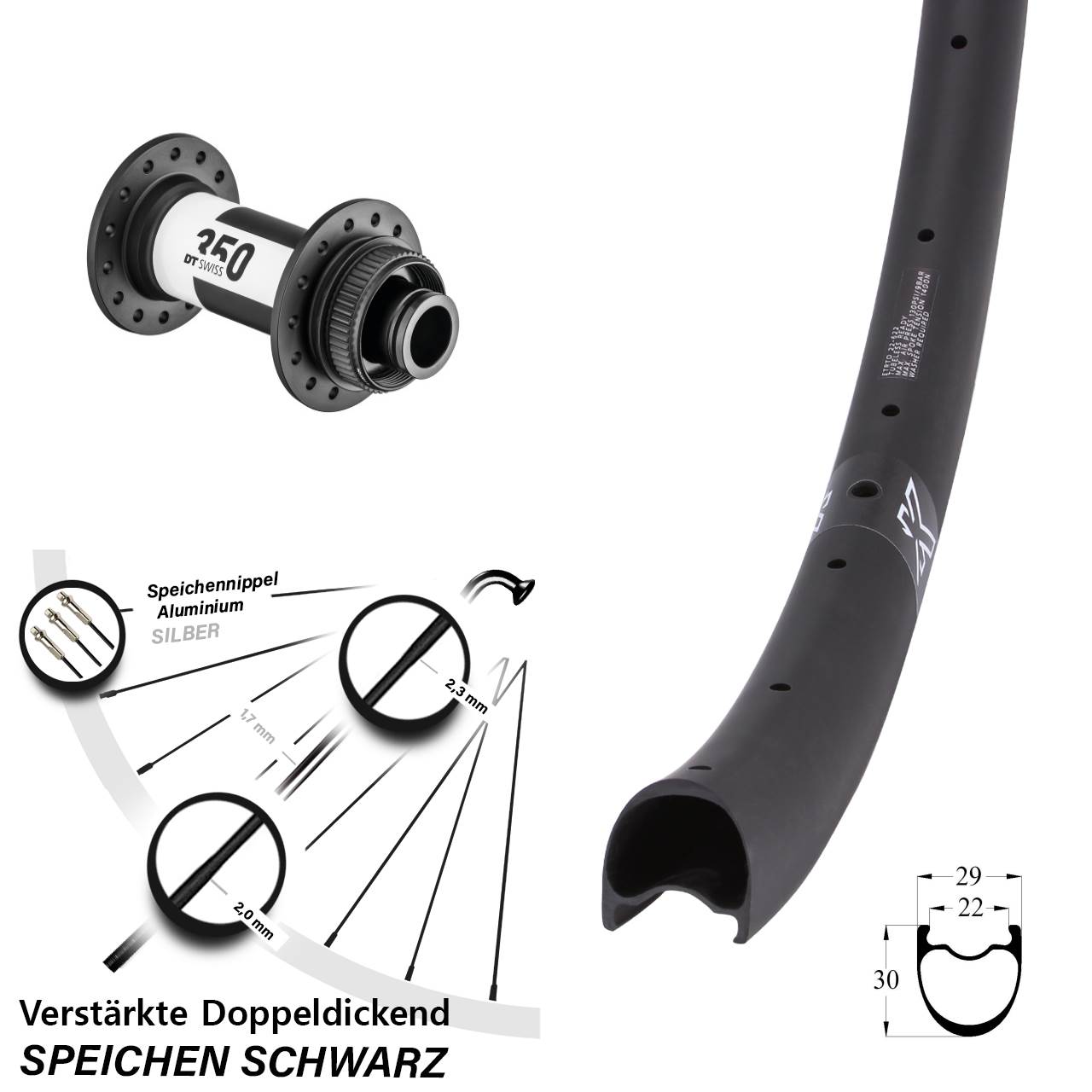 KX-RC Gravel Carbon DT Swiss 350 28 Zoll Centerlock Vorderrad 15x100