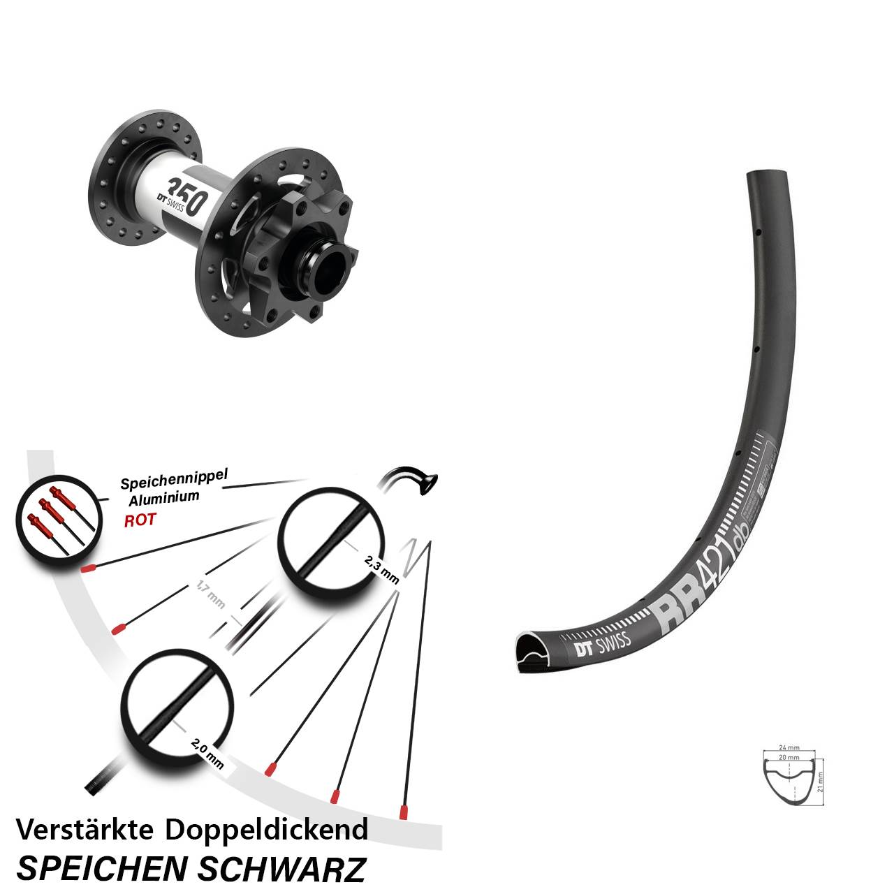 DT Swiss RR 421-350 28 Zoll Disc Vorderrad 12x100