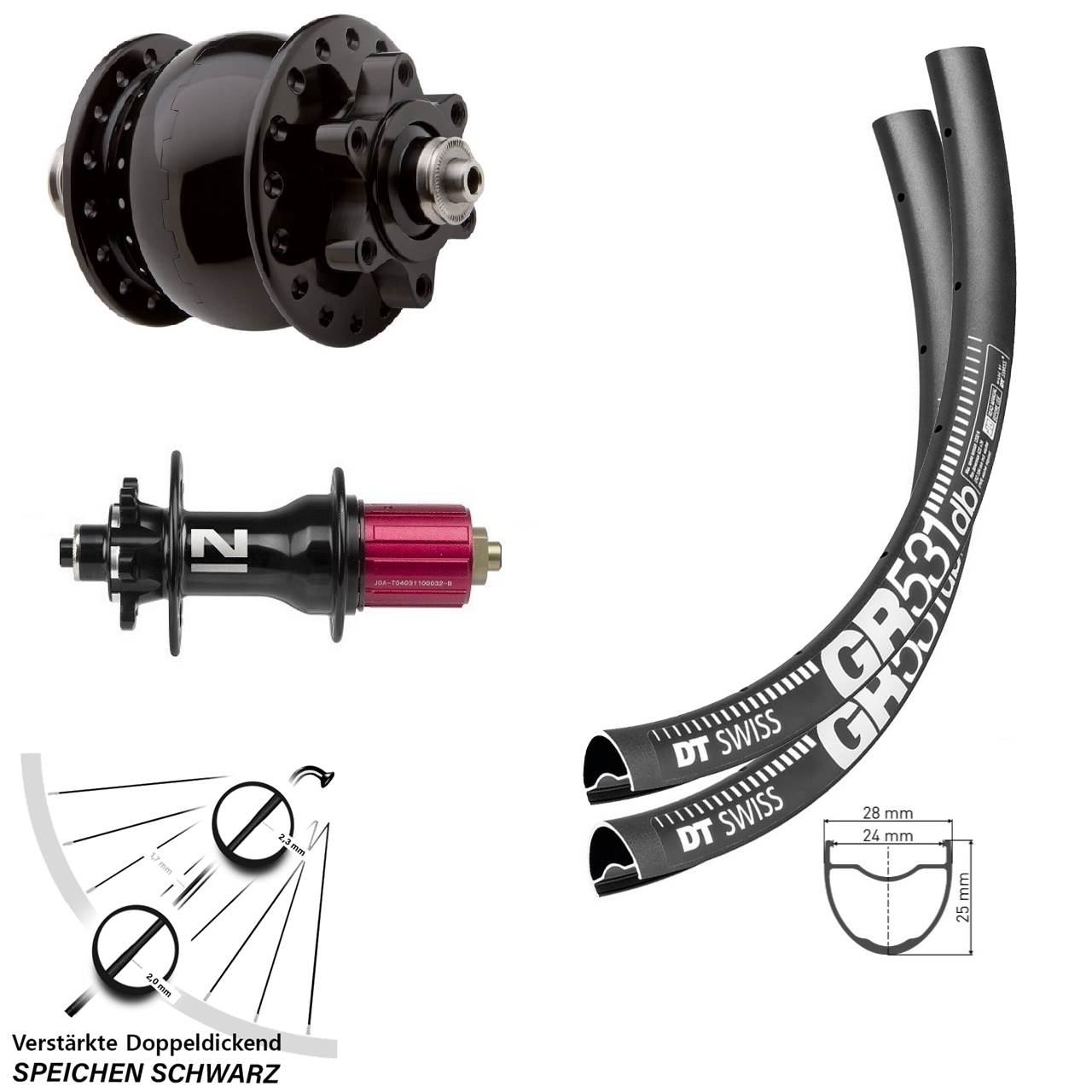 650B DT Swiss GR531 Novatec Superlight SON 28 Laufrad-Satz 6-Loch QR 8-12 fach